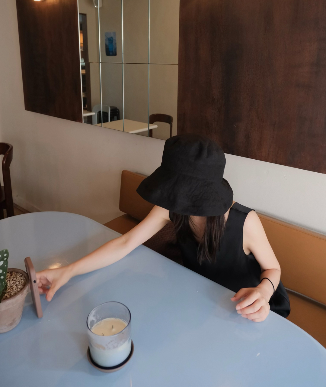 블랙 린넨 버켓