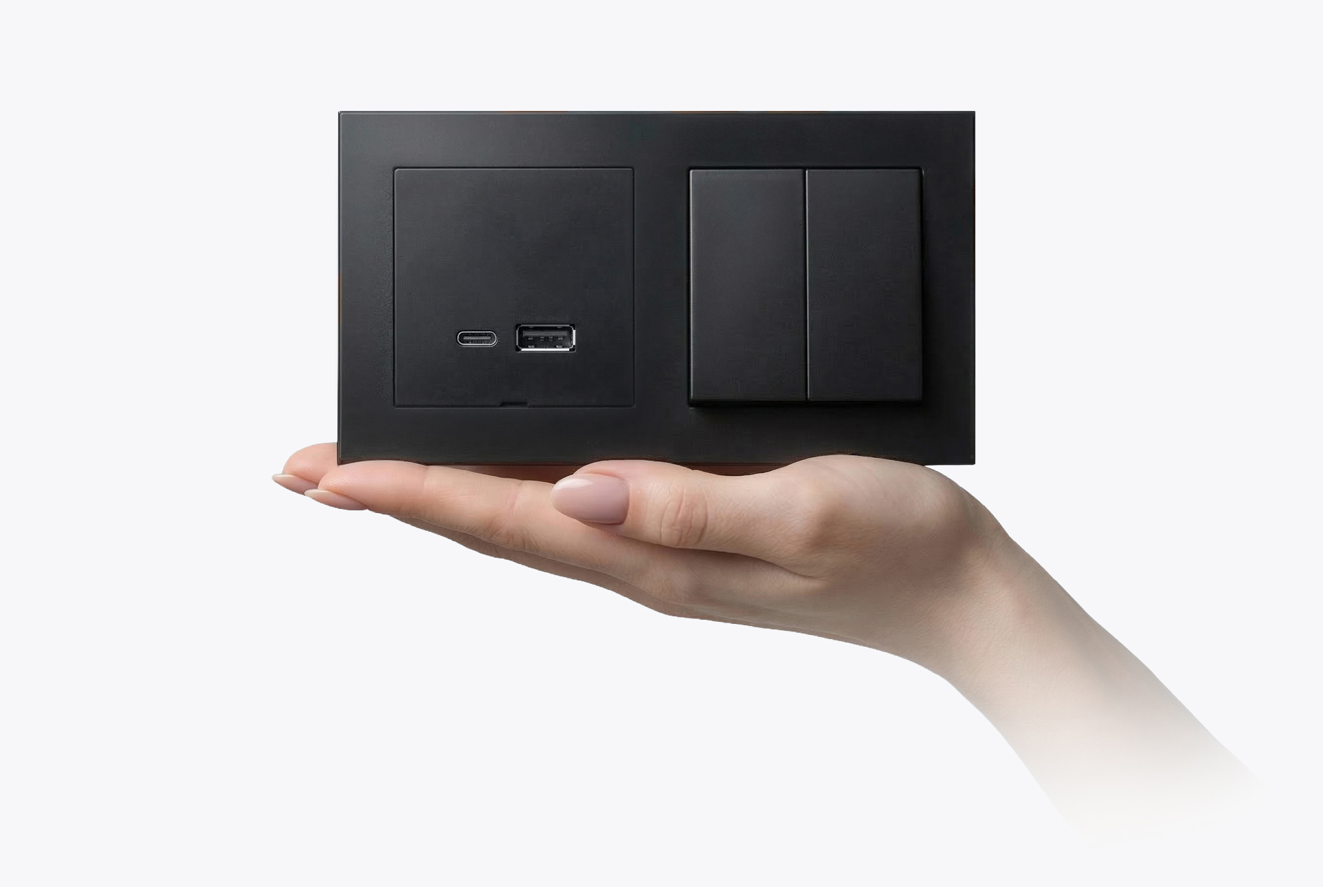 융스위치 특유의 슬림한 정사각 디자인 렛츠조명 오슬로 코어 USB-C,A타입 소켓