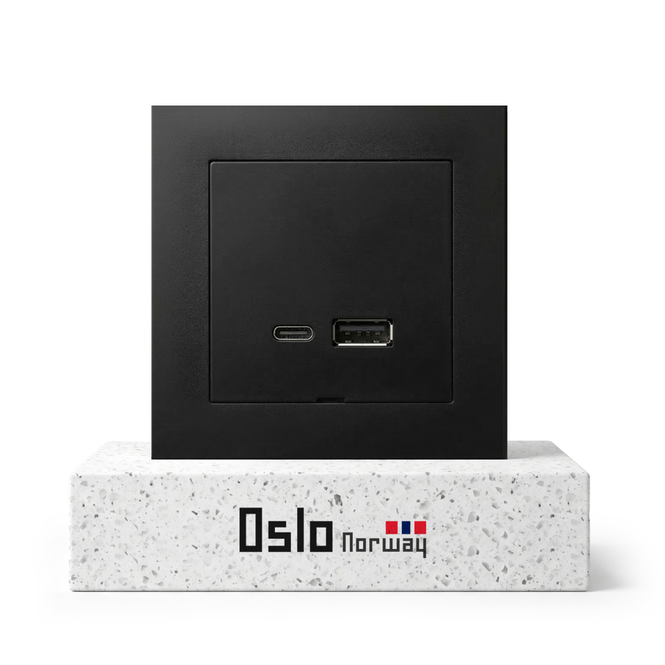 렛츠조명 오슬로 SG-CORE  USB-C,A타입 소켓 잉크 블랙 컬러 융스위치 스타일 하이엔드