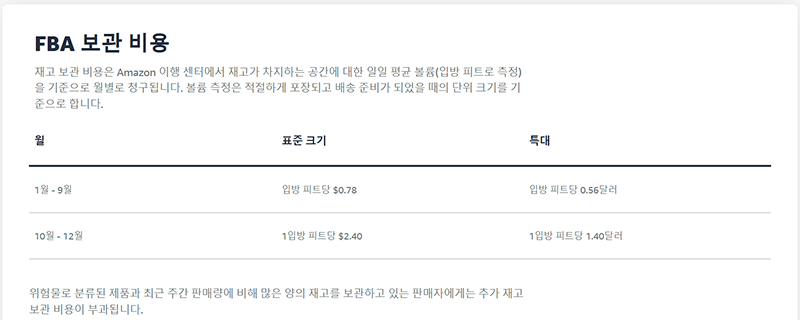 미국특송 아마존 FBA 수수료