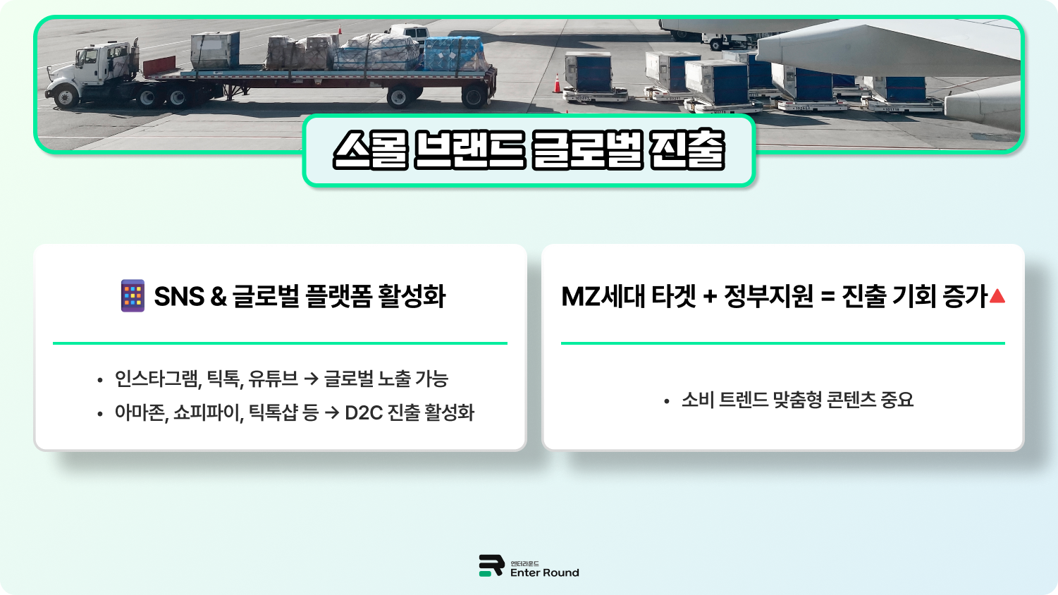 해외진출 해외배송 엔터라운드 국제배송 해외수출 인디브랜드 스몰브랜드