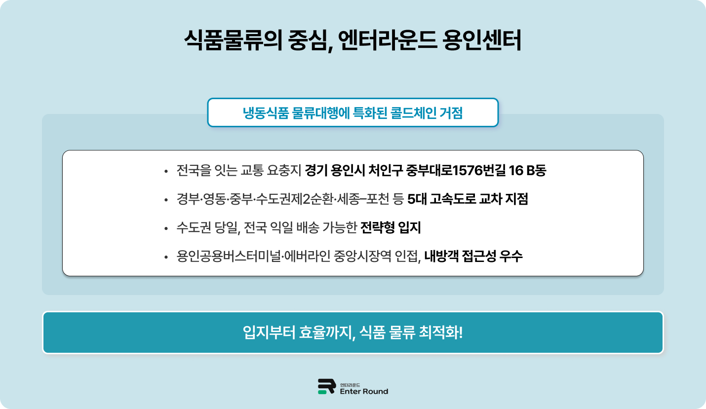엔터라운드 용인센터 _ 냉동식품 물류대행에 특화된 통합 콜드체인 물류 거점 (ft. 냉동식품/음료/화장품 배송) 