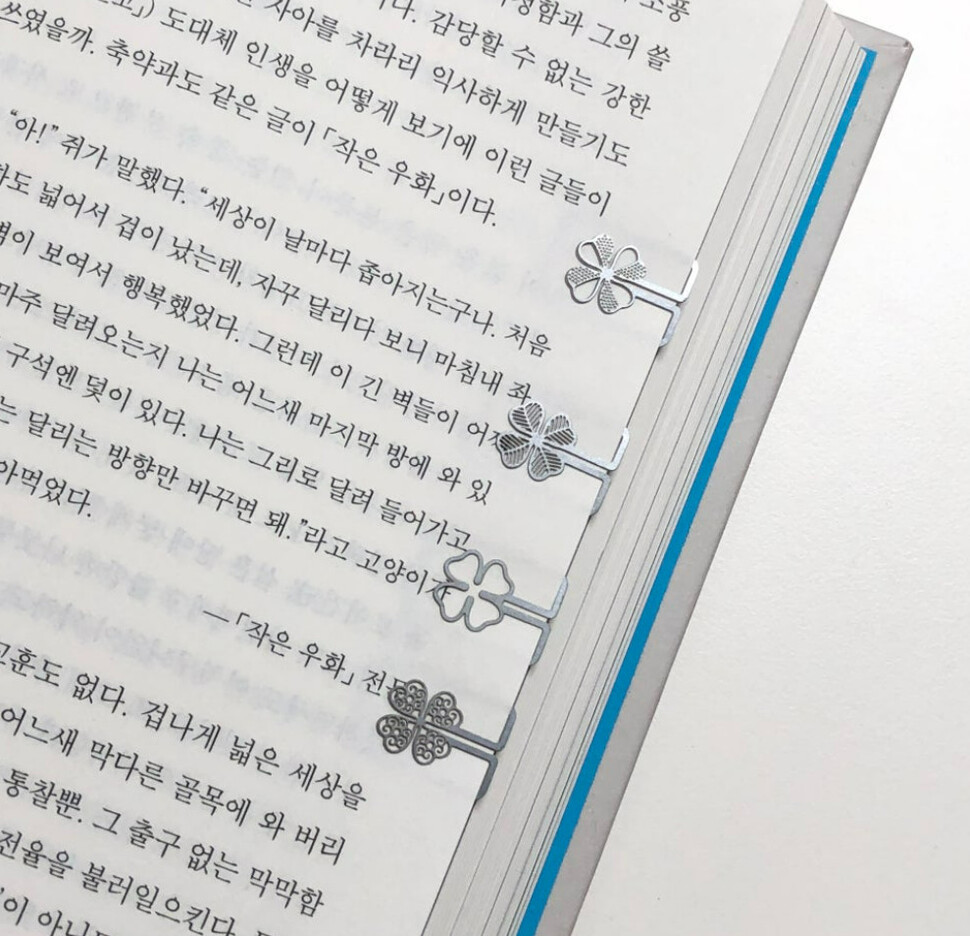 책에 끼워 원하는 쪽과 문장을 동시에 표시할 수 있는 북다트. 김미정 제공