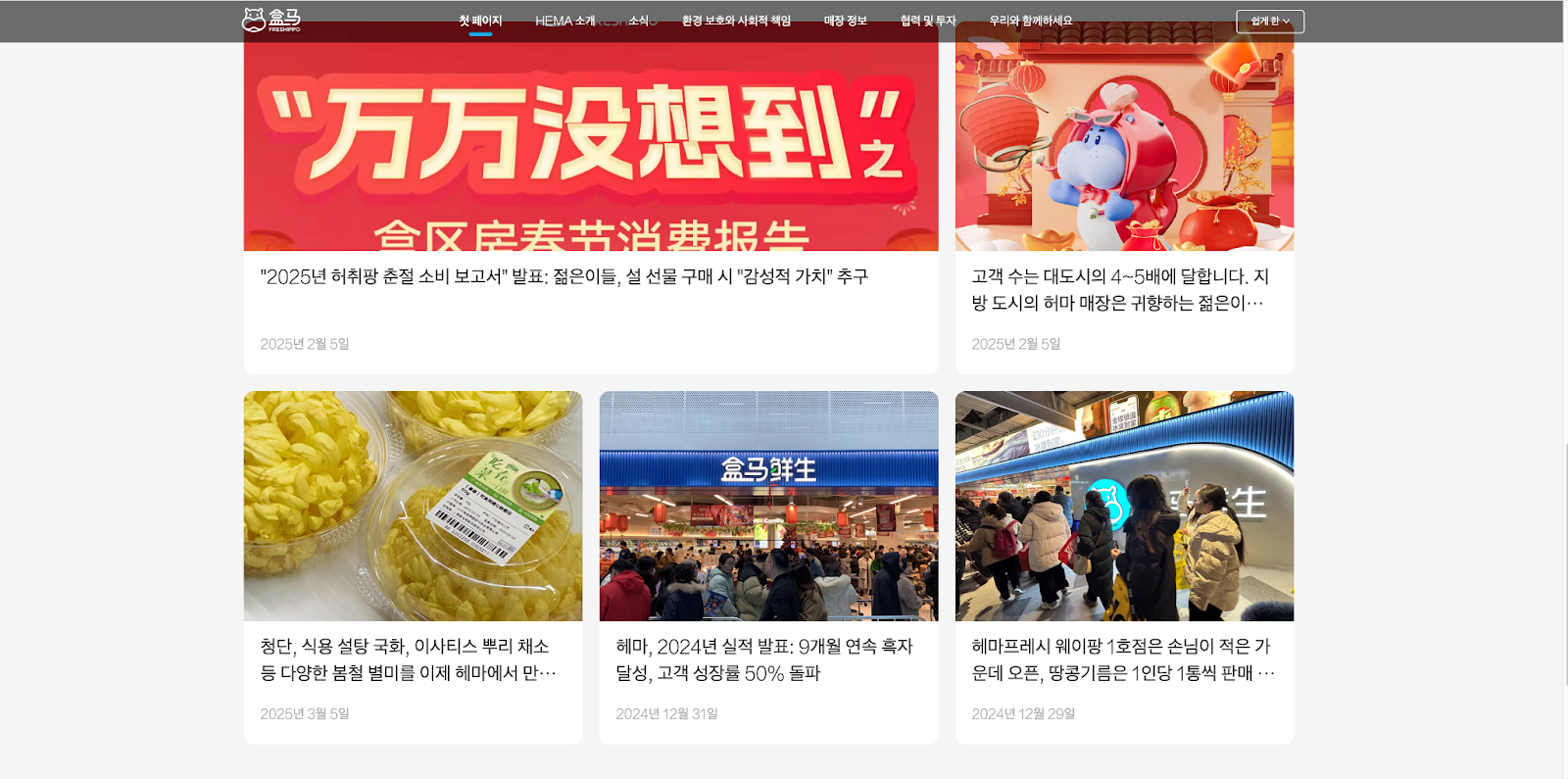 기업 허마(Hema) 홈페이지