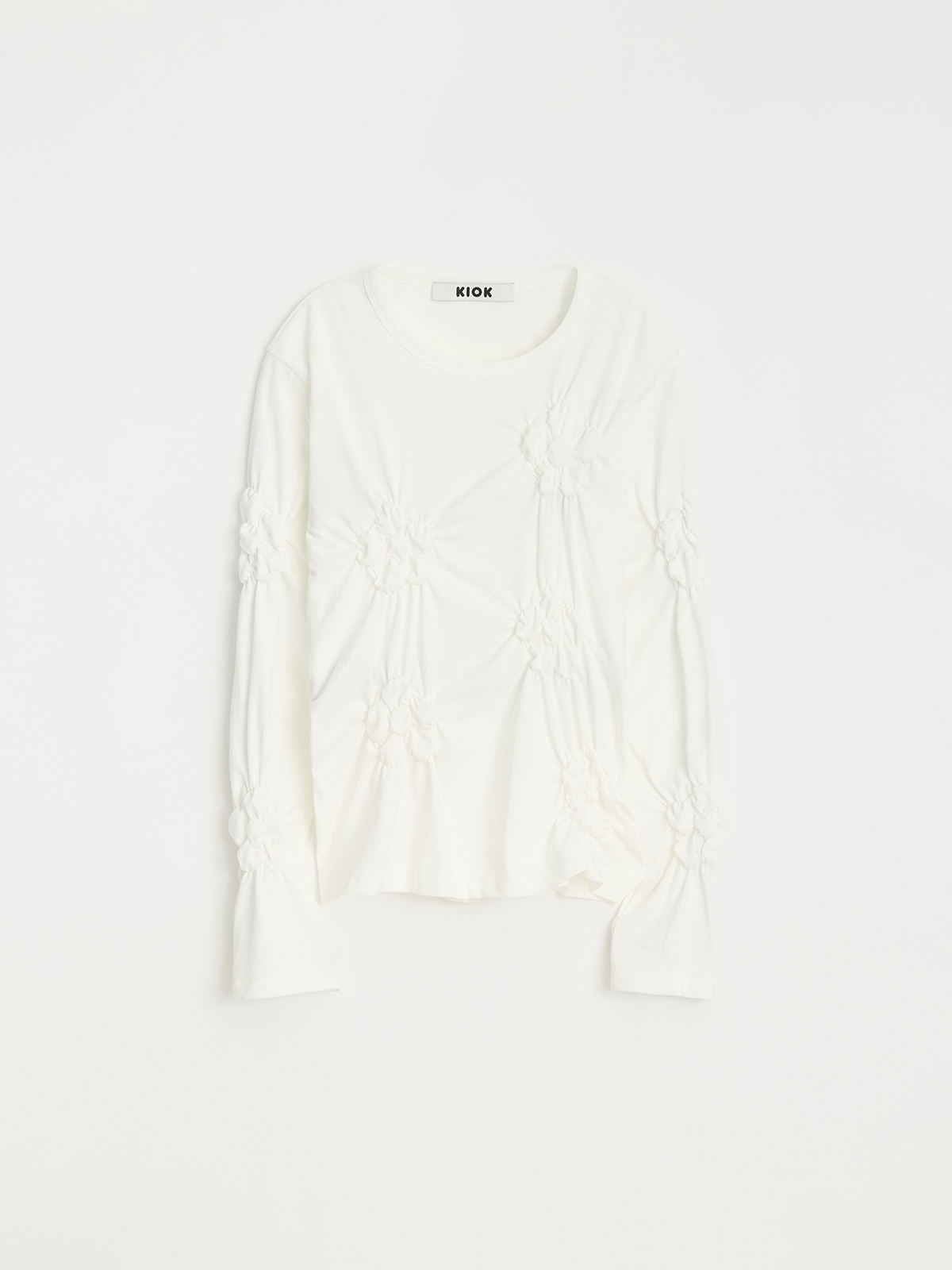 FLOWER EMBROIDERY COTTON T-SHIRT_MILKY WHITE