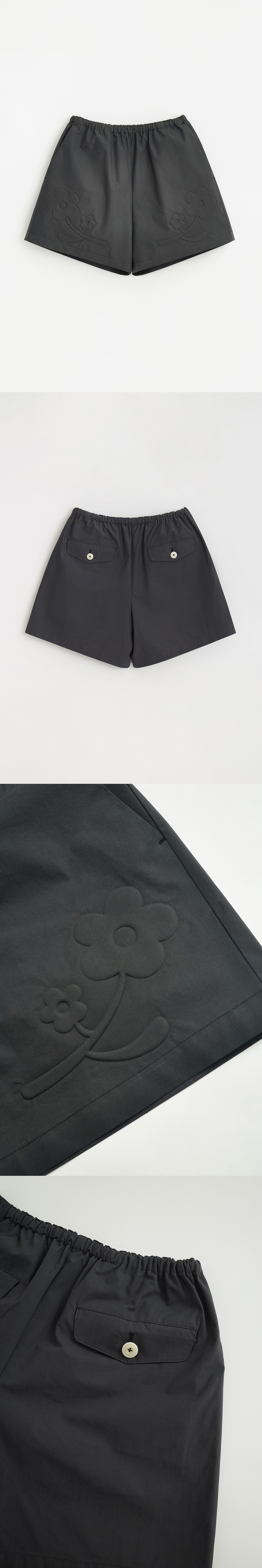 [5/22 예약배송] 3D FLOWER EMBOSSED EASY SHORTS_SOFT BLACK