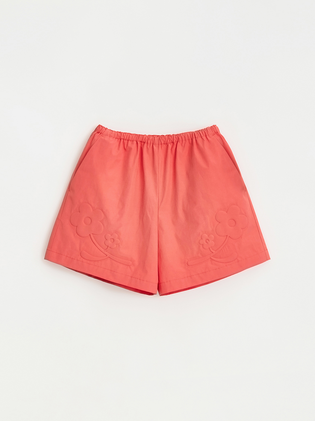 [5/22 예약배송] 3D FLOWER EMBOSSED EASY SHORTS_CRIMSON RED
