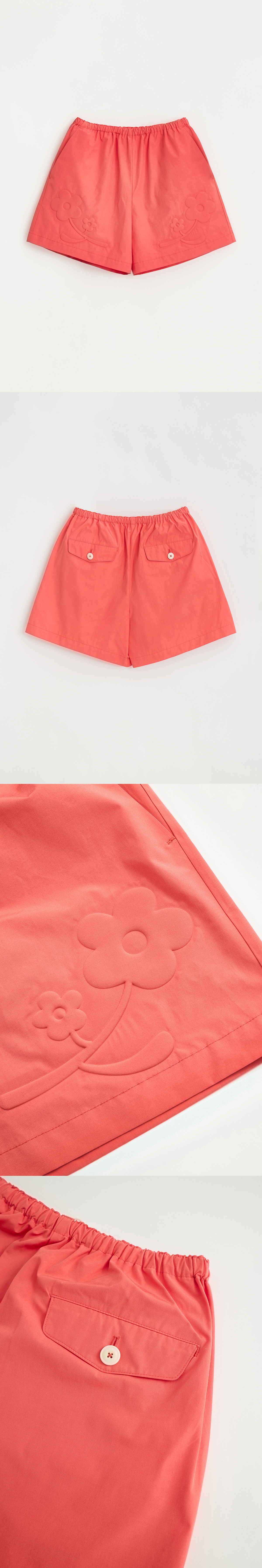 [5/22 예약배송] 3D FLOWER EMBOSSED EASY SHORTS_CRIMSON RED