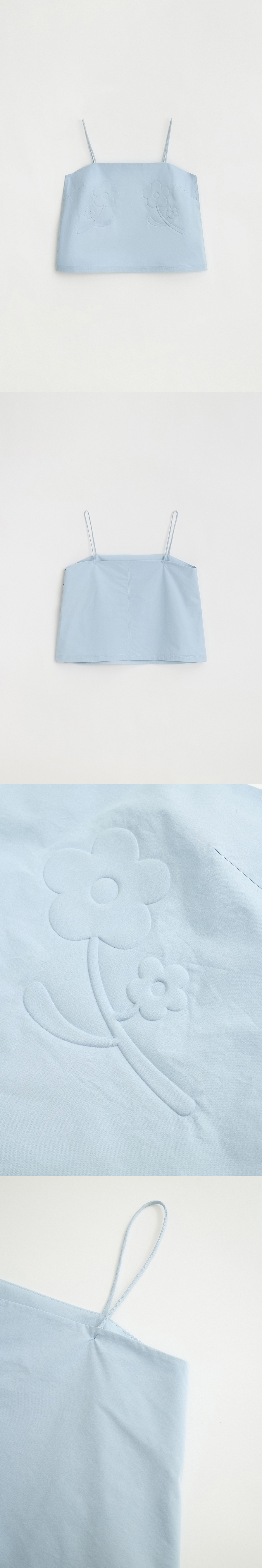 [5/22 예약배송] 3D FLOWER EMBOSSED SLEEVELESS TOP_MILKY SKY BLUE