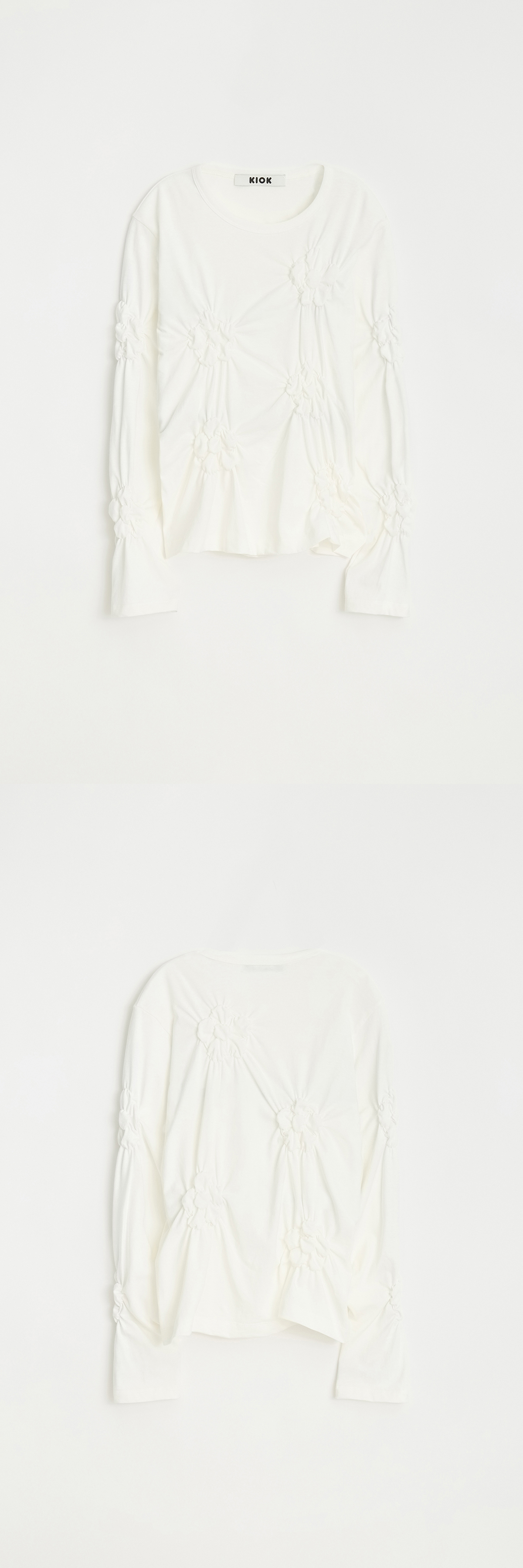 FLOWER EMBROIDERY COTTON T-SHIRT_MILKY WHITE