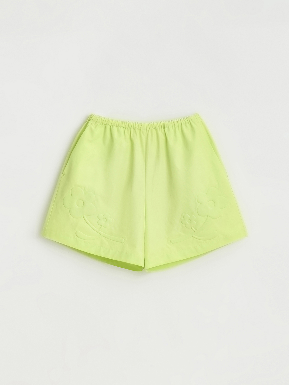 [5/22 예약배송] 3D FLOWER EMBOSSED EASY SHORTS_LIME