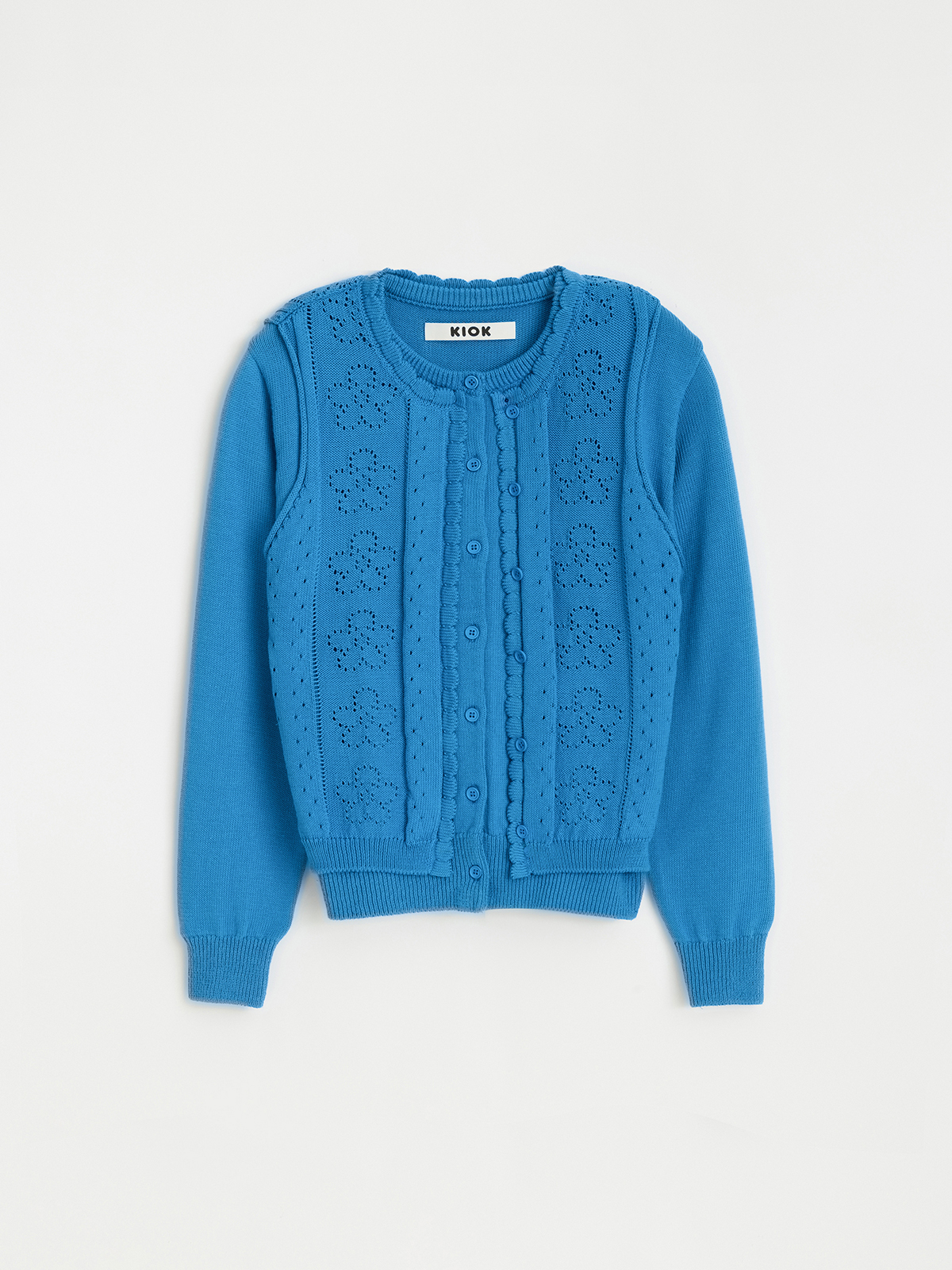 [5/22 예약배송] POINTELLE DOUBLE LAYERED KNIT CARDIGAN_ROYAL BLUE