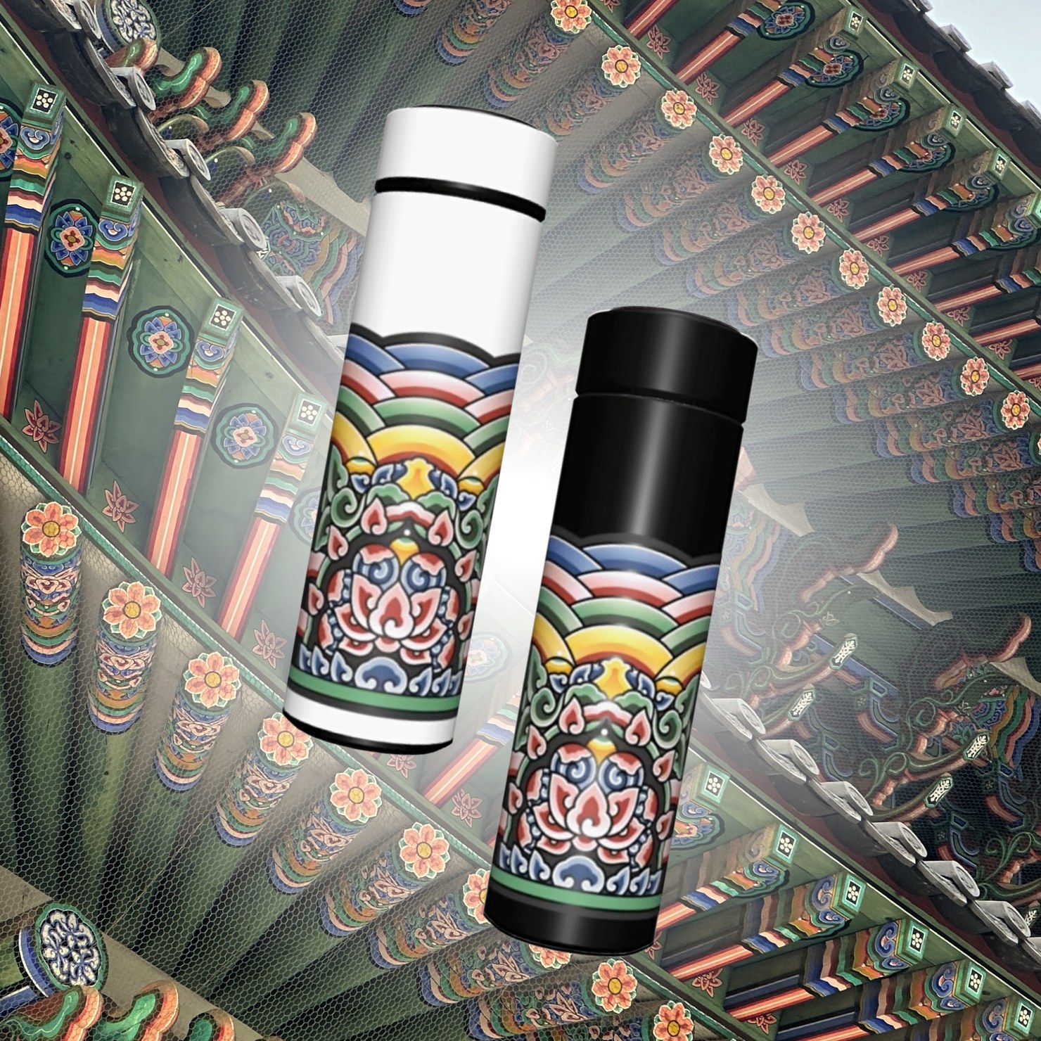 근정전 단청 텀블러 — 경복궁 파련화 문양 보온보냉 500ml