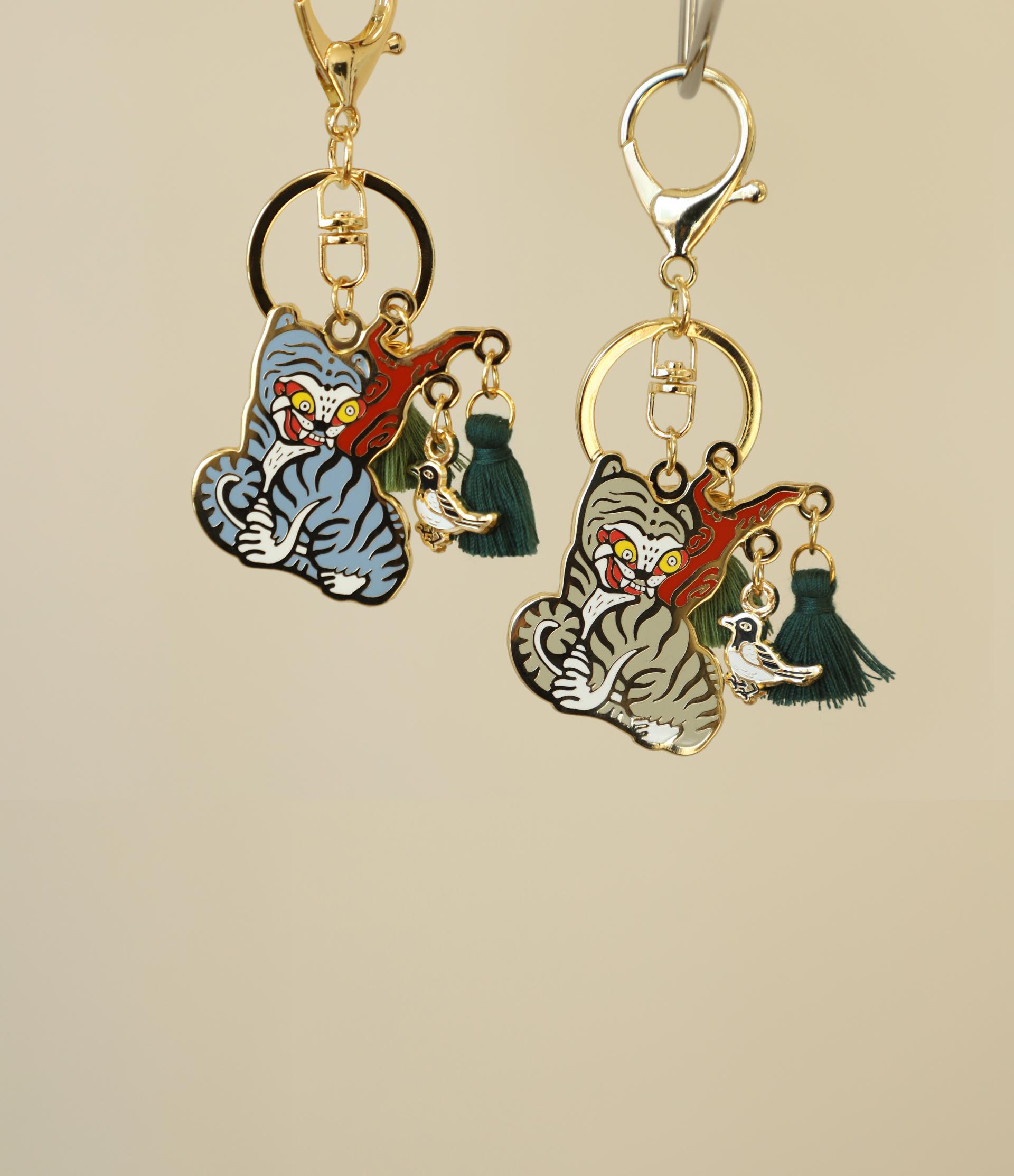 Tiger and Magpie Keyring – Korean Folk Art Bag Charm | Seoul Souvenir