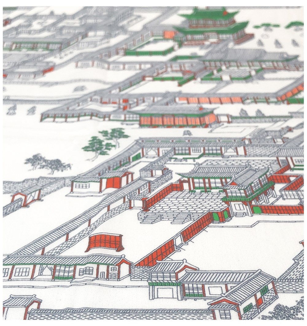동궐도 손수건 — 창덕궁 궁궐 그림 아사면 보자기 겸용