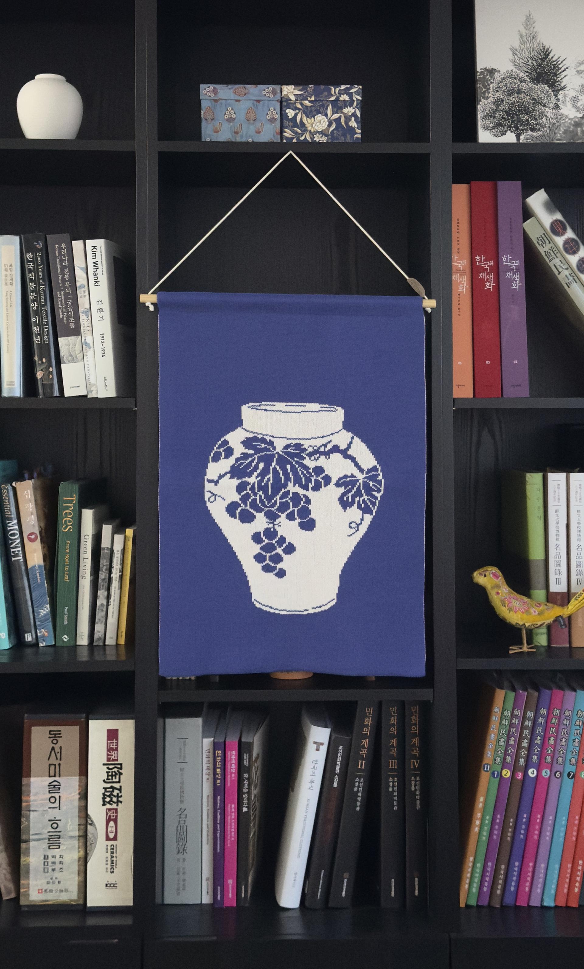 Joseon Grape Modern Minhwa Blanket – Korean Folk Art Wall Hanging