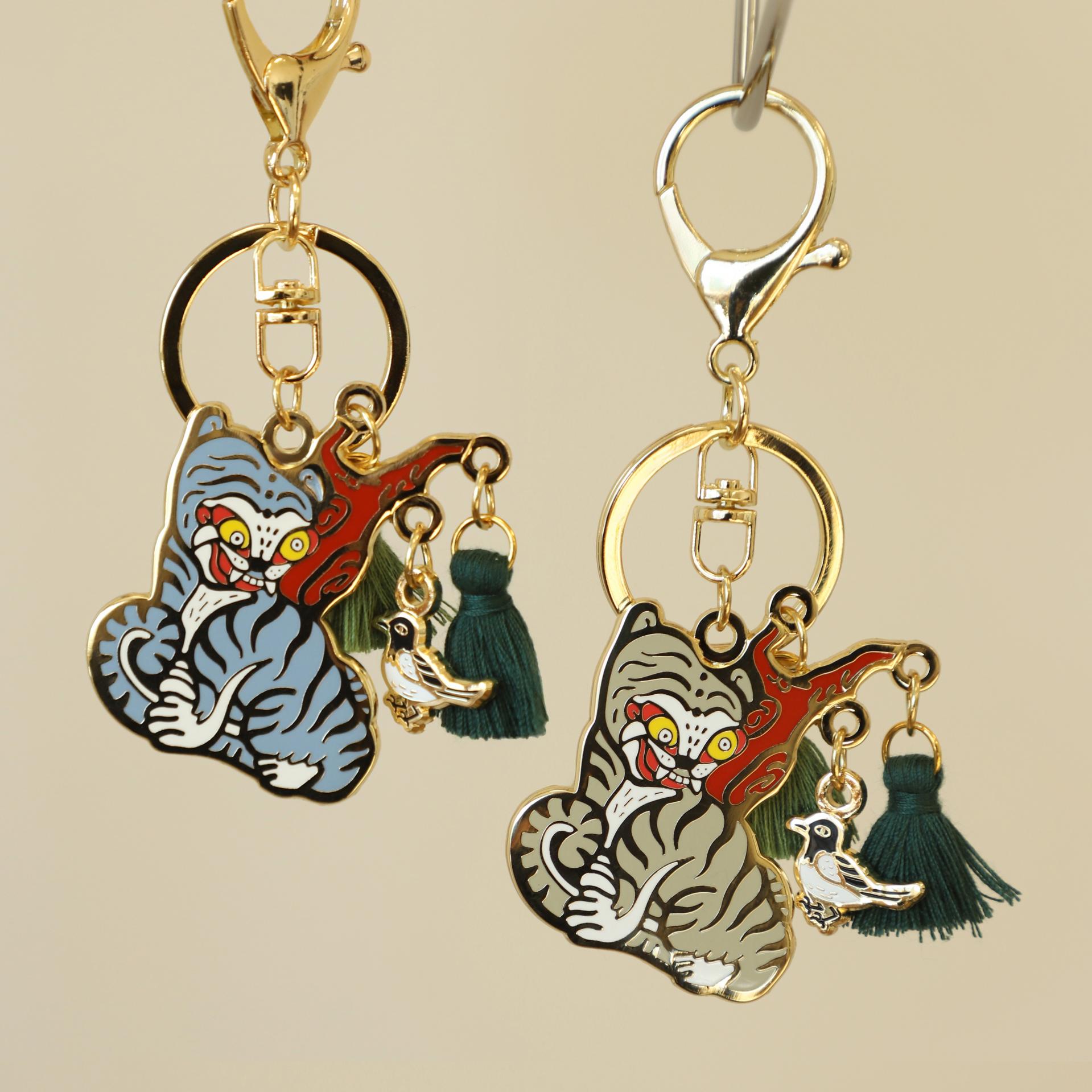 Tiger and Magpie Keyring – Korean Folk Art Bag Charm | Seoul Souvenir