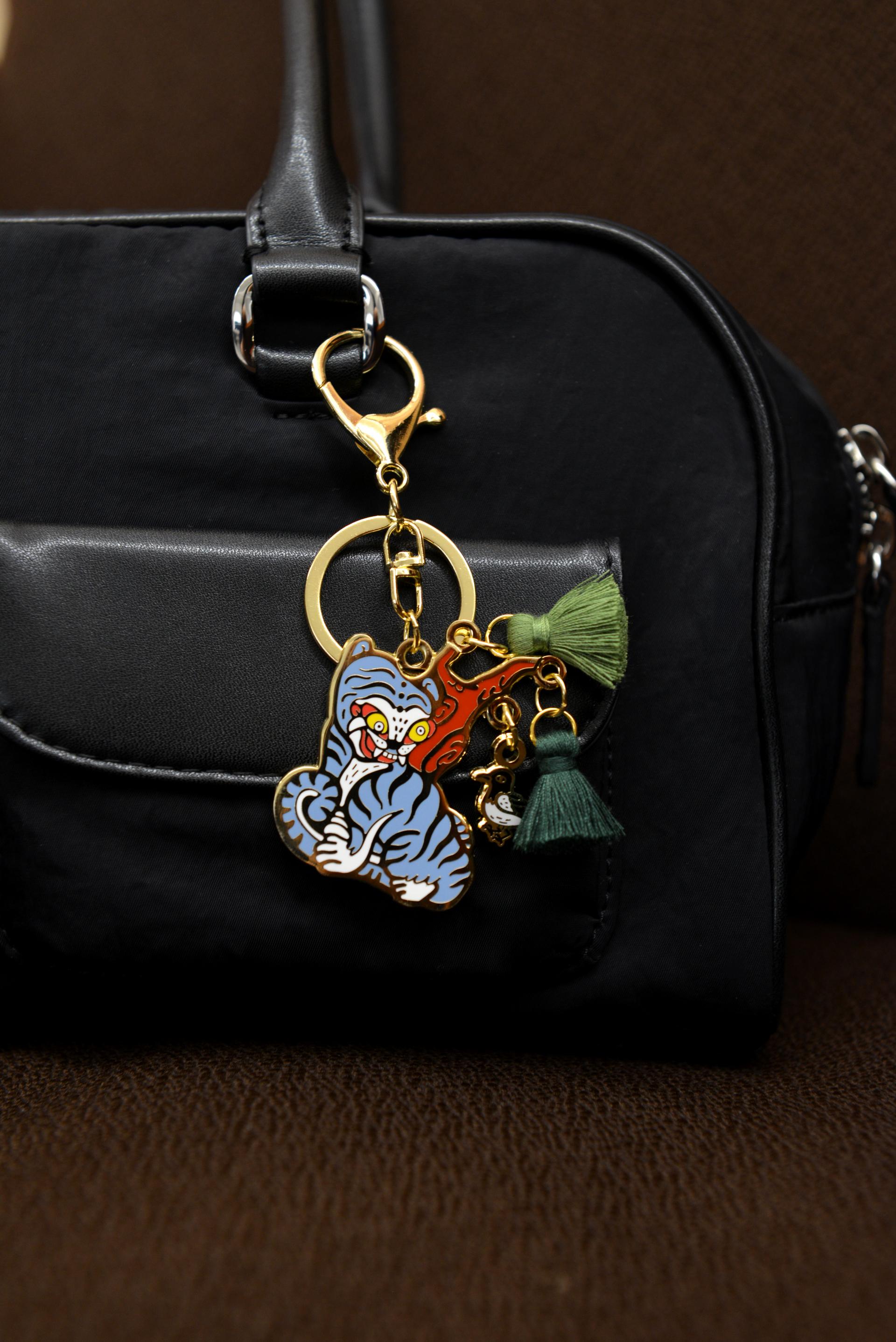 Tiger and Magpie Keyring – Korean Folk Art Bag Charm | Seoul Souvenir