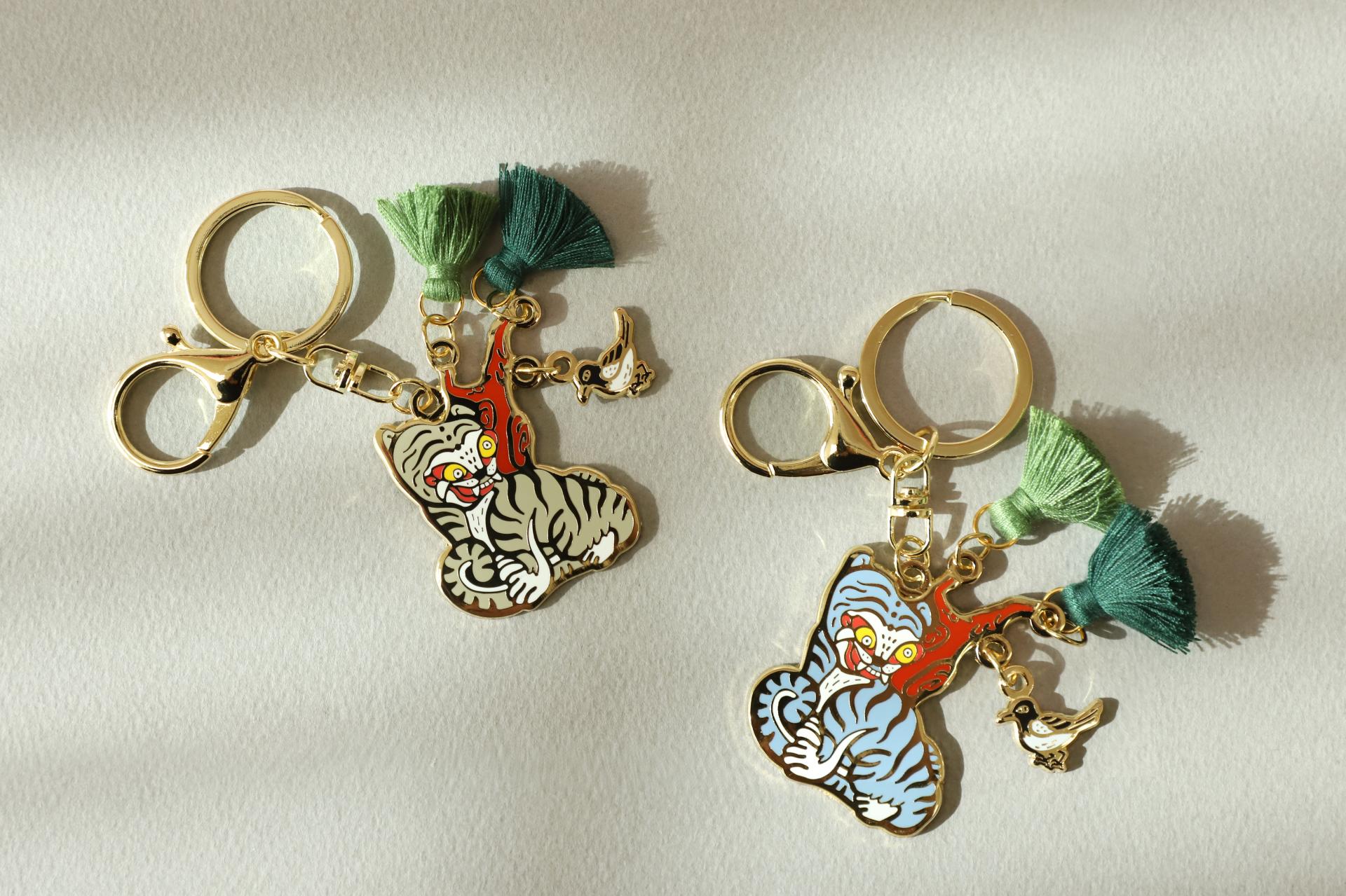 Tiger and Magpie Keyring – Korean Folk Art Bag Charm | Seoul Souvenir