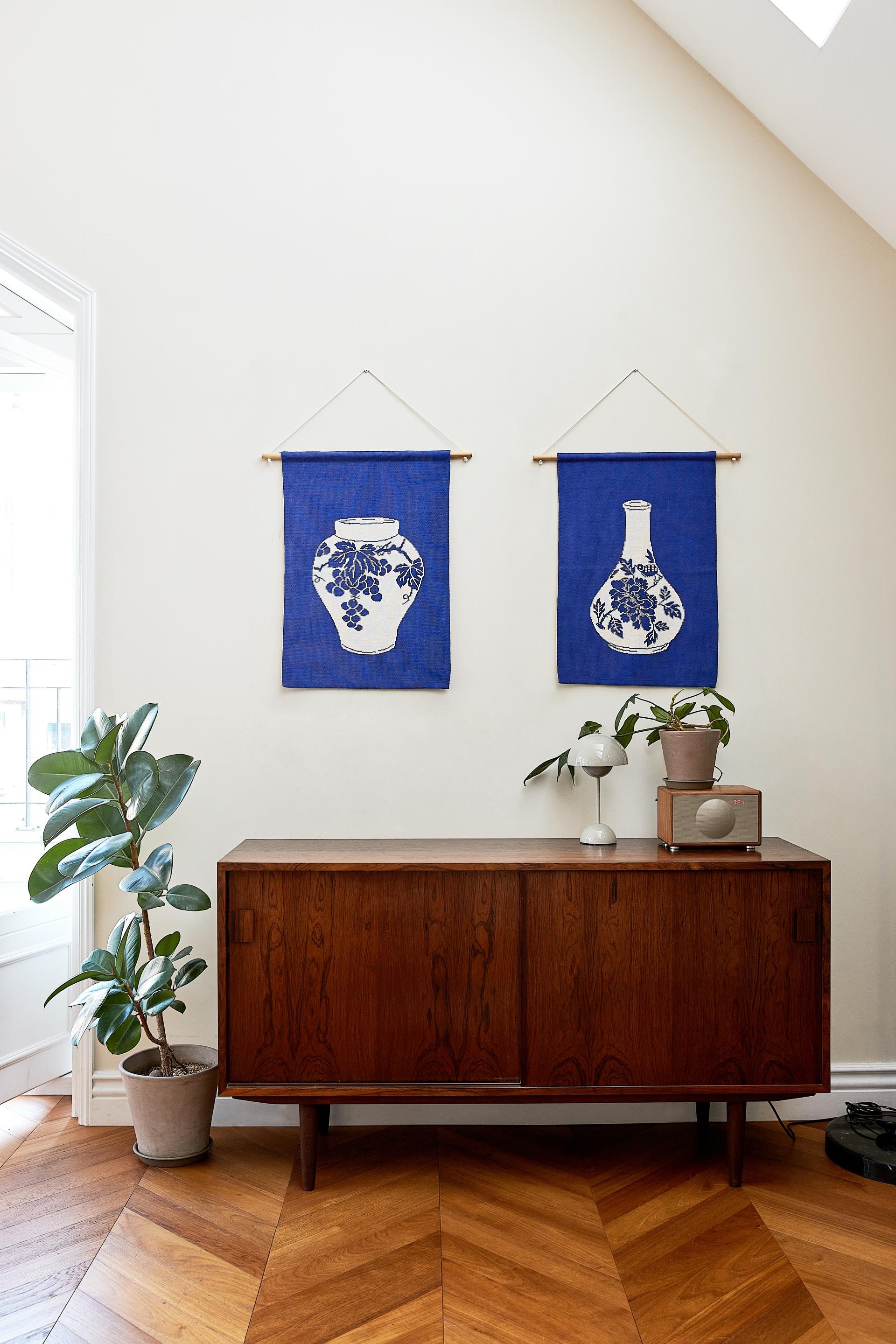 Joseon Grape Modern Minhwa Blanket – Korean Folk Art Wall Hanging