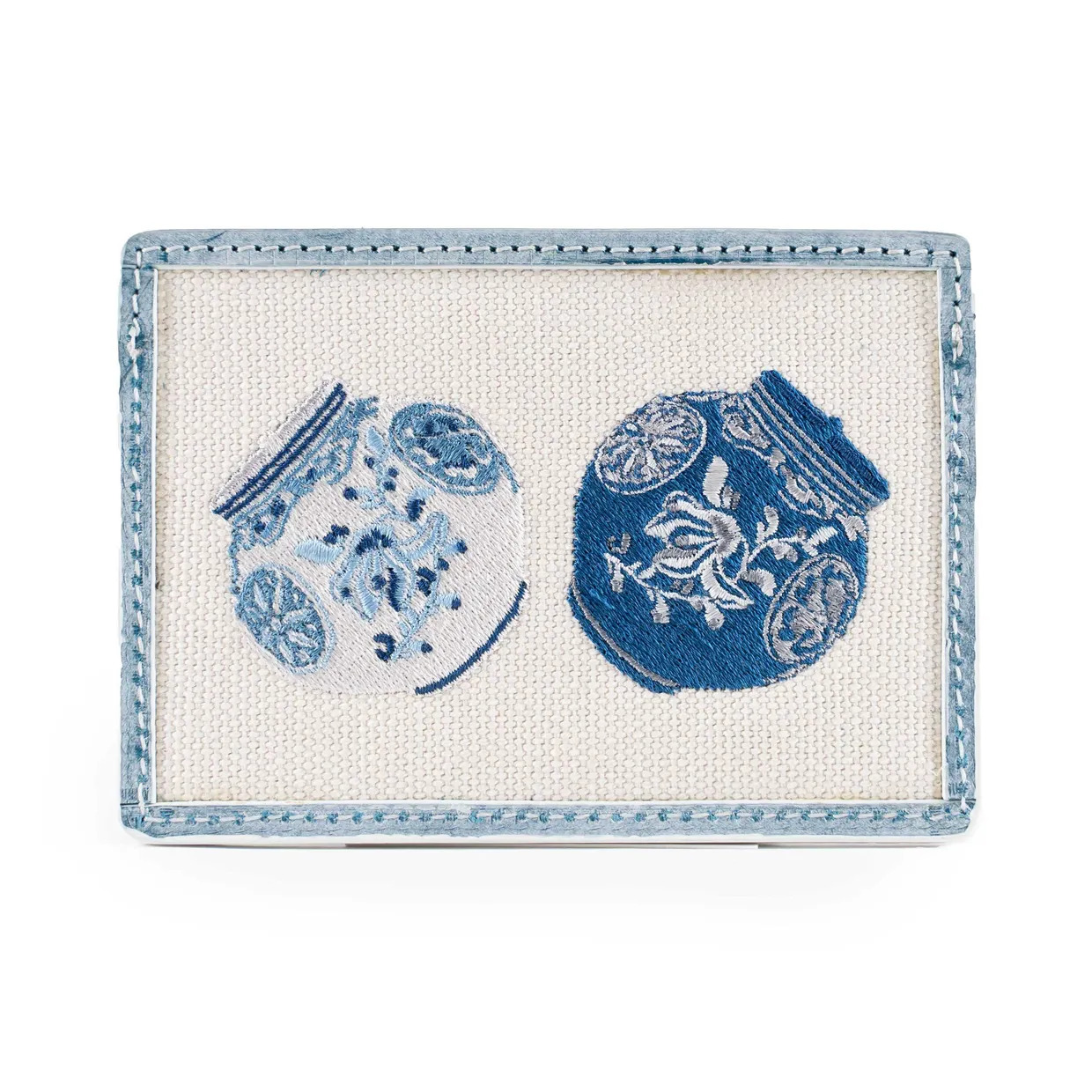 Italian Leather Card Wallet – Korean Porcelain Pattern Gift