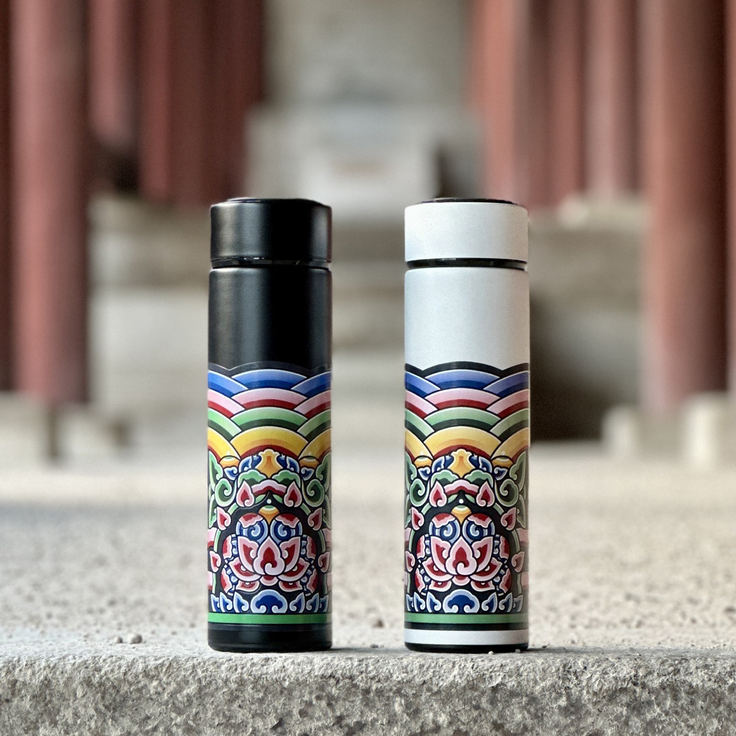 근정전 단청 텀블러 — 경복궁 파련화 문양 보온보냉 500ml