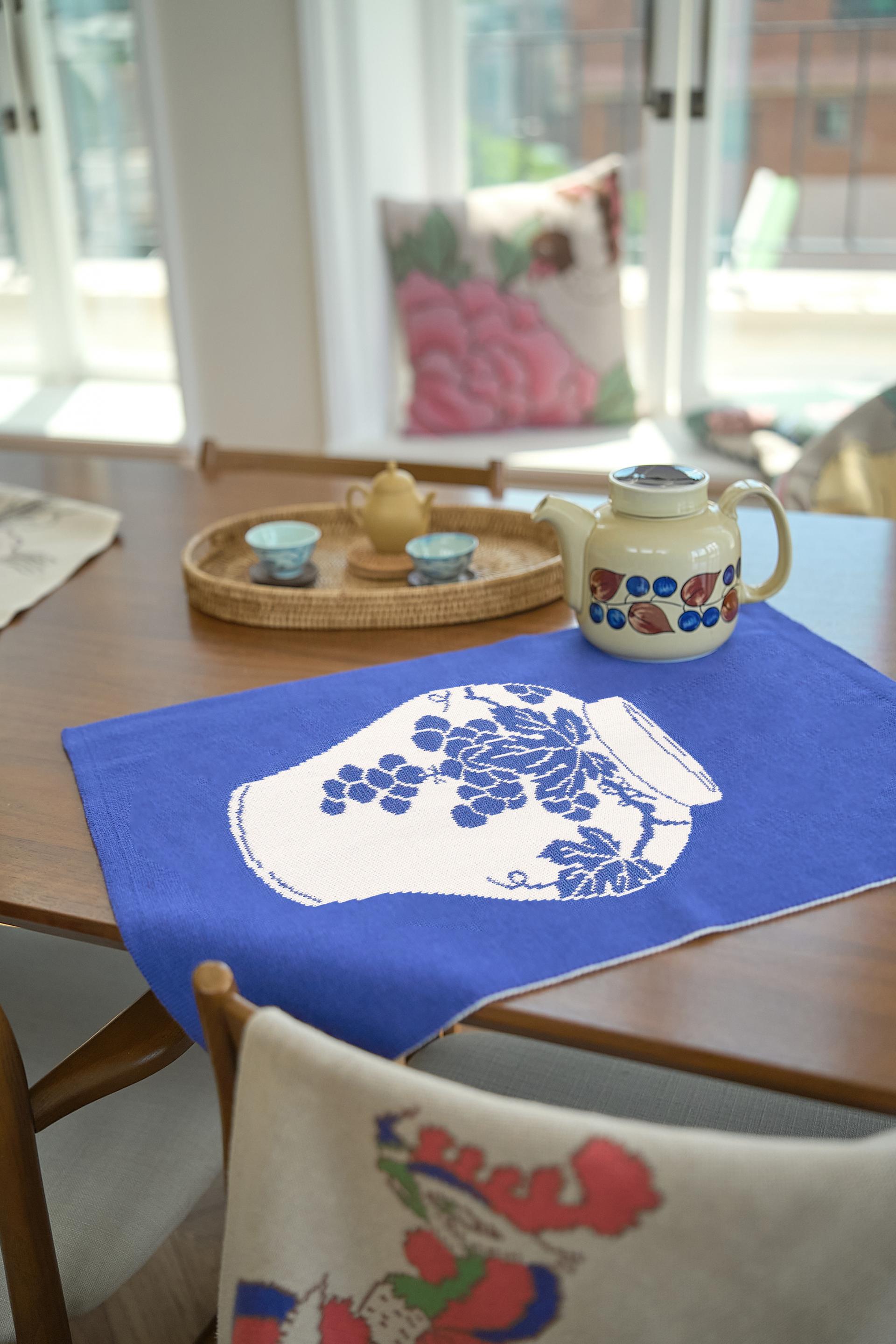 Joseon Grape Modern Minhwa Blanket – Korean Folk Art Wall Hanging