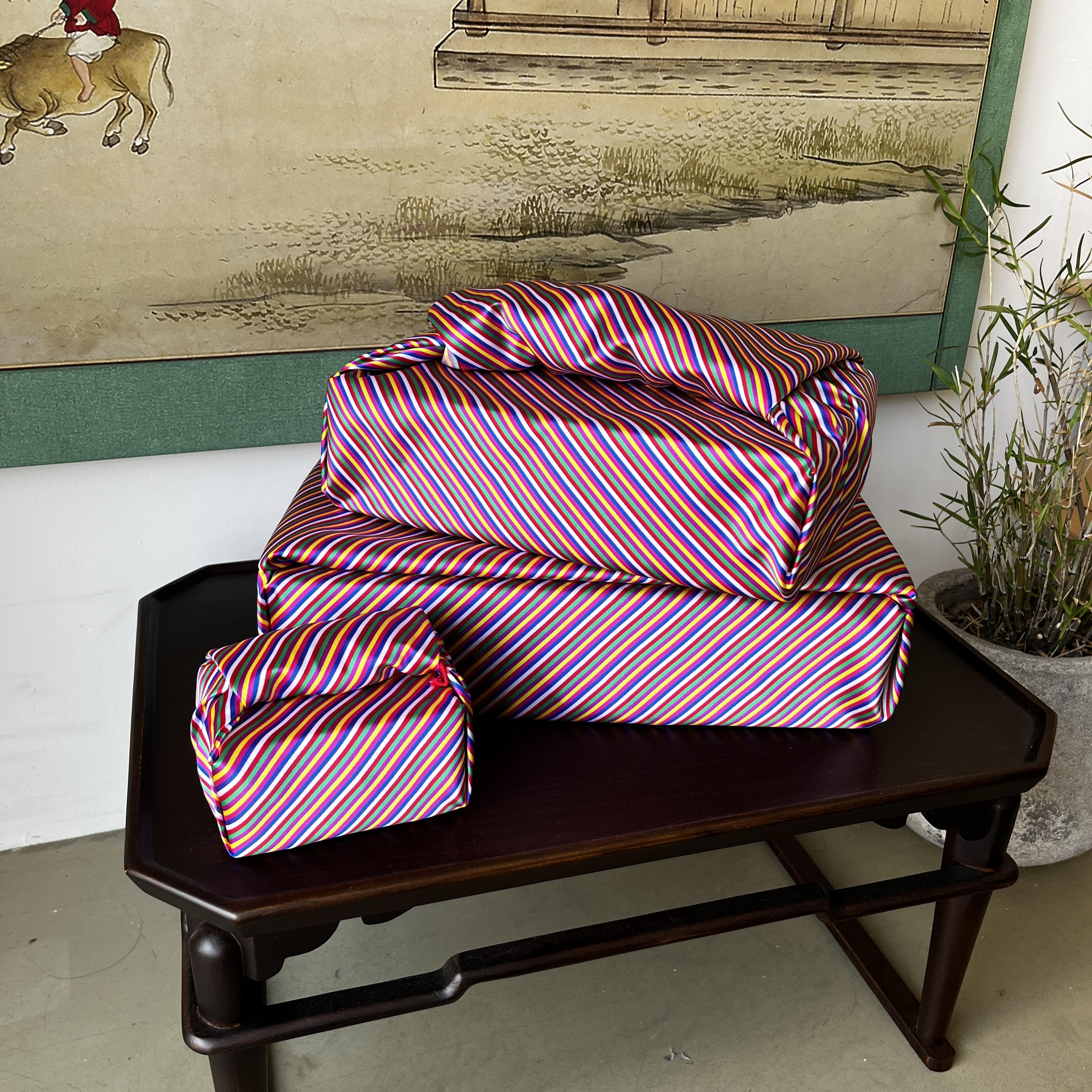 Saekdong Bojagi Gift Wrapping – Korean Rainbow Stripe Cloth