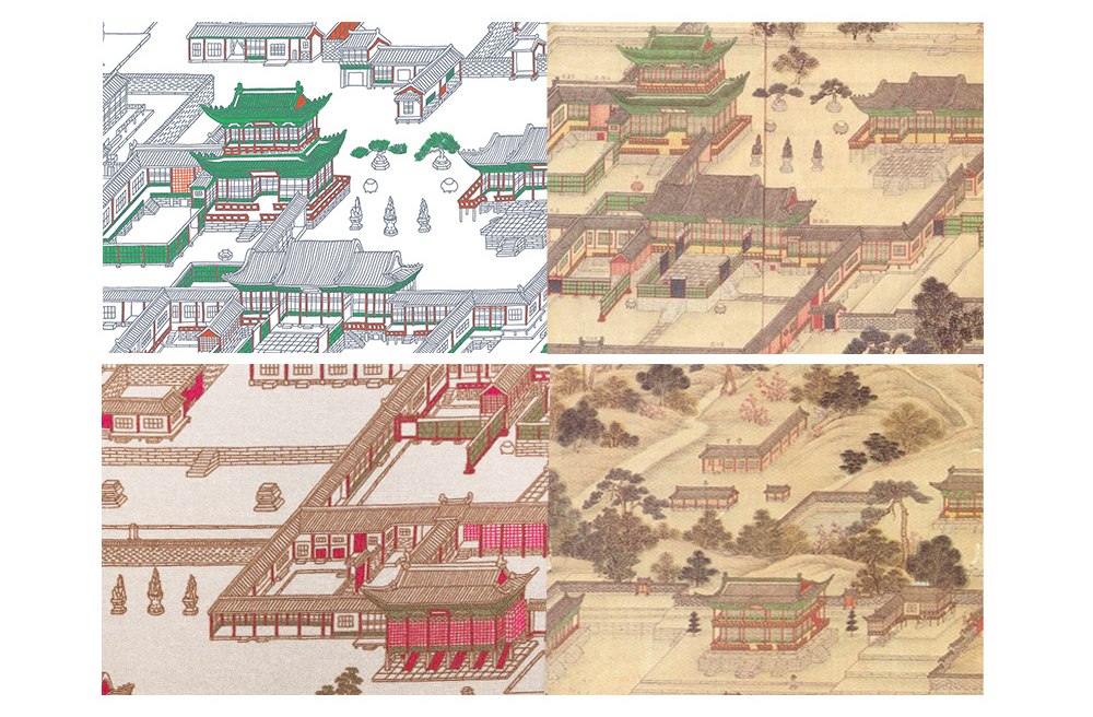 동궐도 손수건 — 창덕궁 궁궐 그림 아사면 보자기 겸용