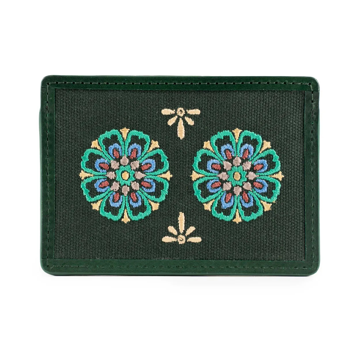 Italian Leather Card Wallet – Korean Lotus Pattern Calming Gift
