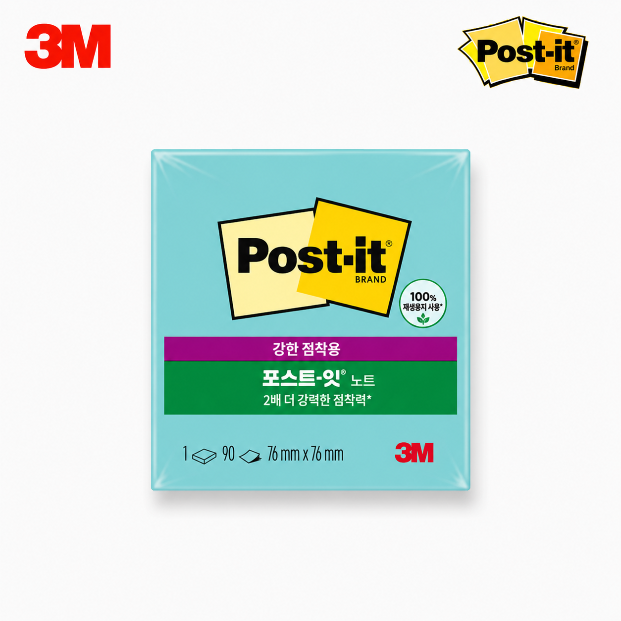 3M 포스트잇 강한점착용 노트 SSN 654 뉴컬러 76x76mm