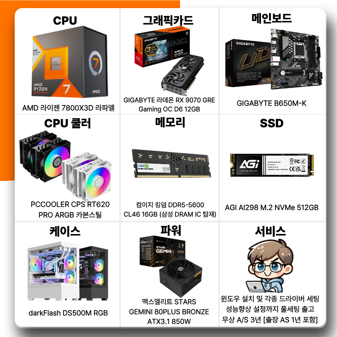 [카드결제] 월간견적 6번 PC 라이젠 7800X3D + 지포스 RTX 5060Ti 8GB