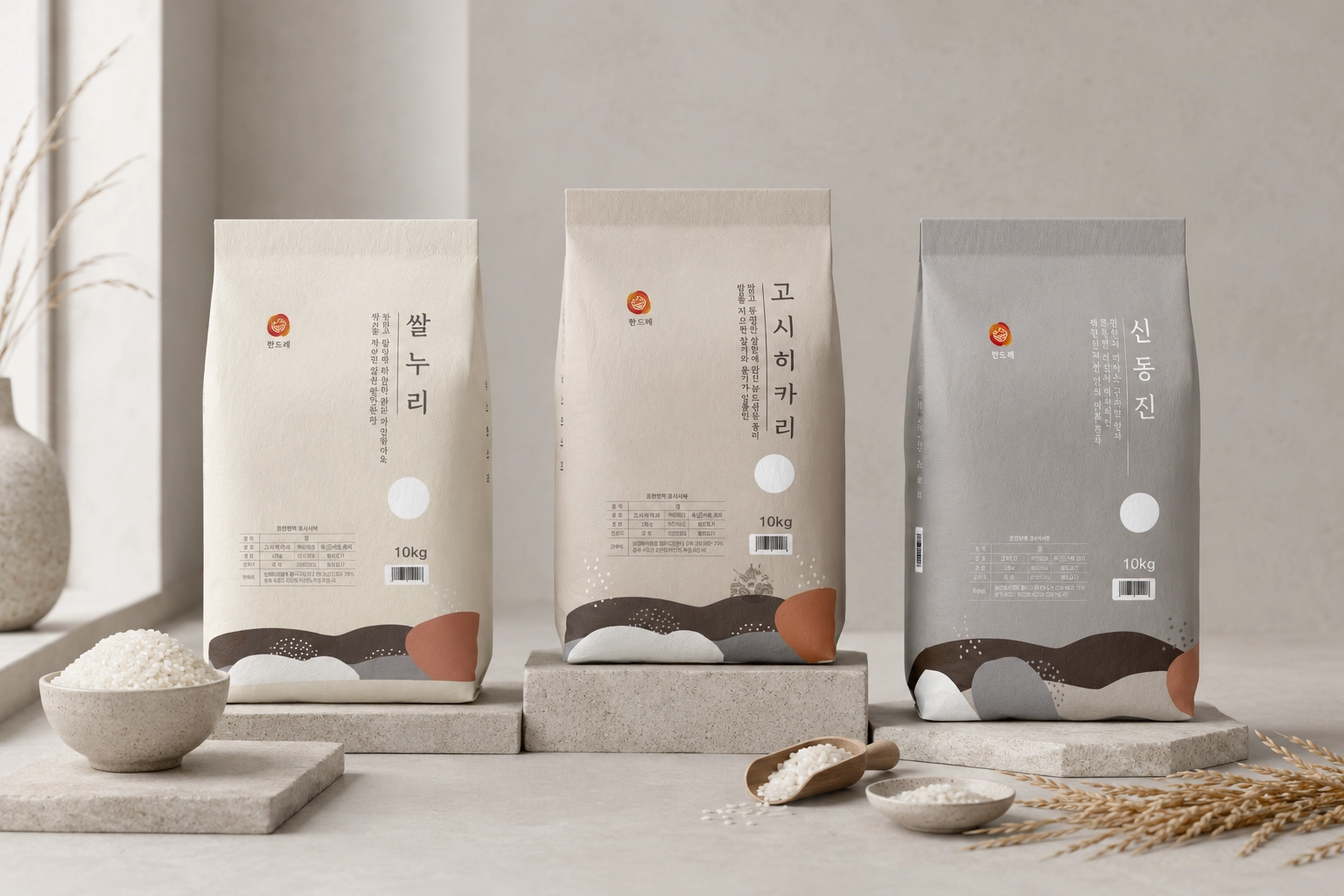 쌀 품종별 패키지 디자인