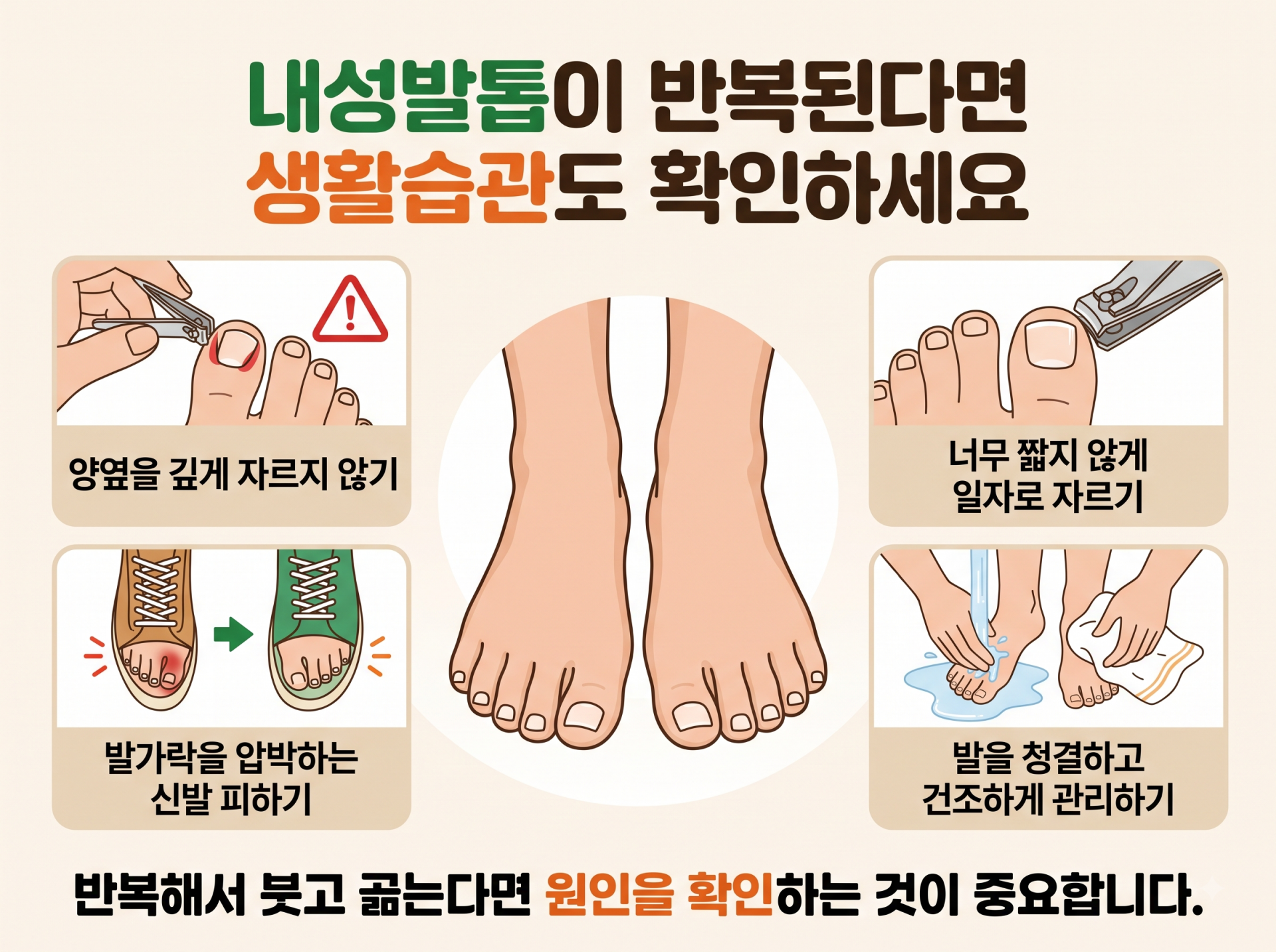 내성발톱 고름 발생 시 소독하며 지켜볼 수 있는 경우와 확인이 필요한 증상