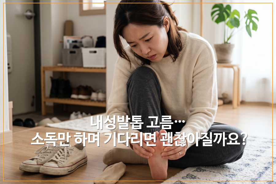 내성발톱으로 엄지발가락 주변에 통증과 불편함을 느끼는 모습