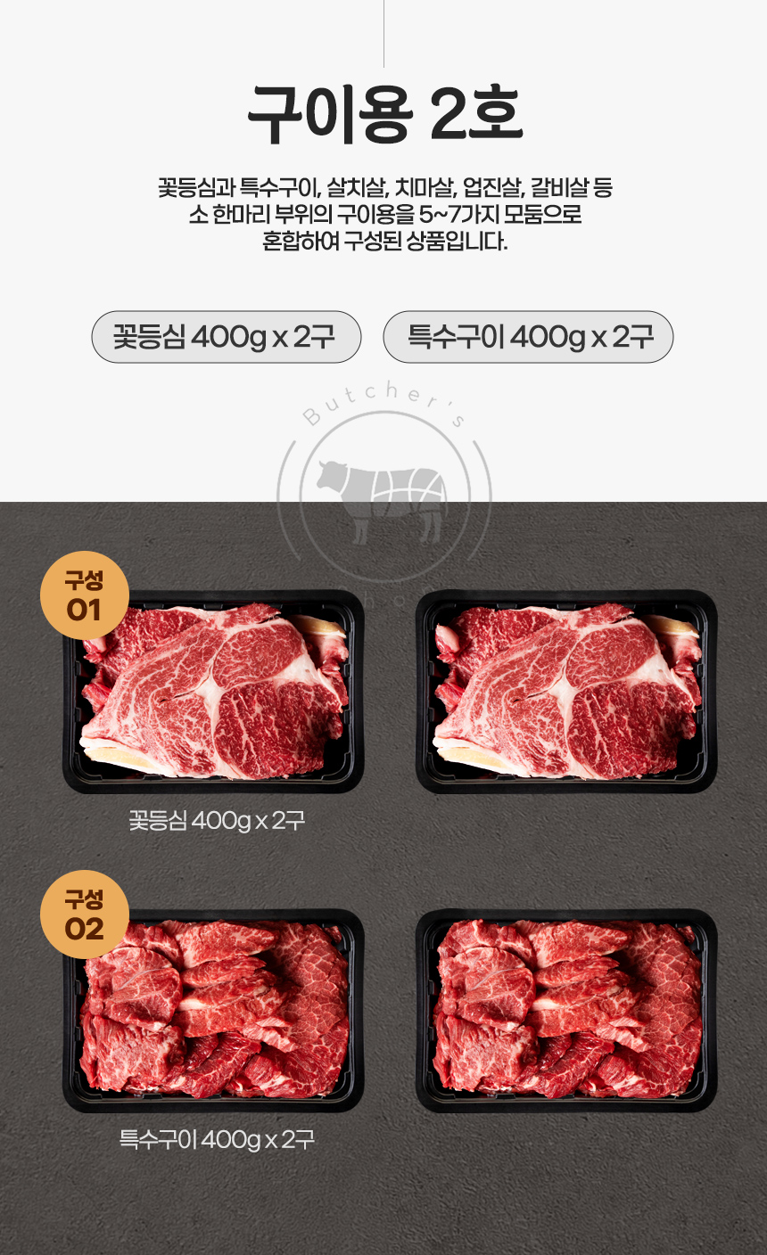 [횡성한우선물세트] 구이용 2호 (횡성 소잡는날 한우 1+, 1++)