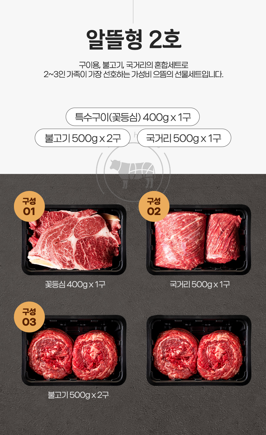[횡성한우선물세트] 알뜰형 2호 (횡성 소잡는날 한우 1+, 1++)