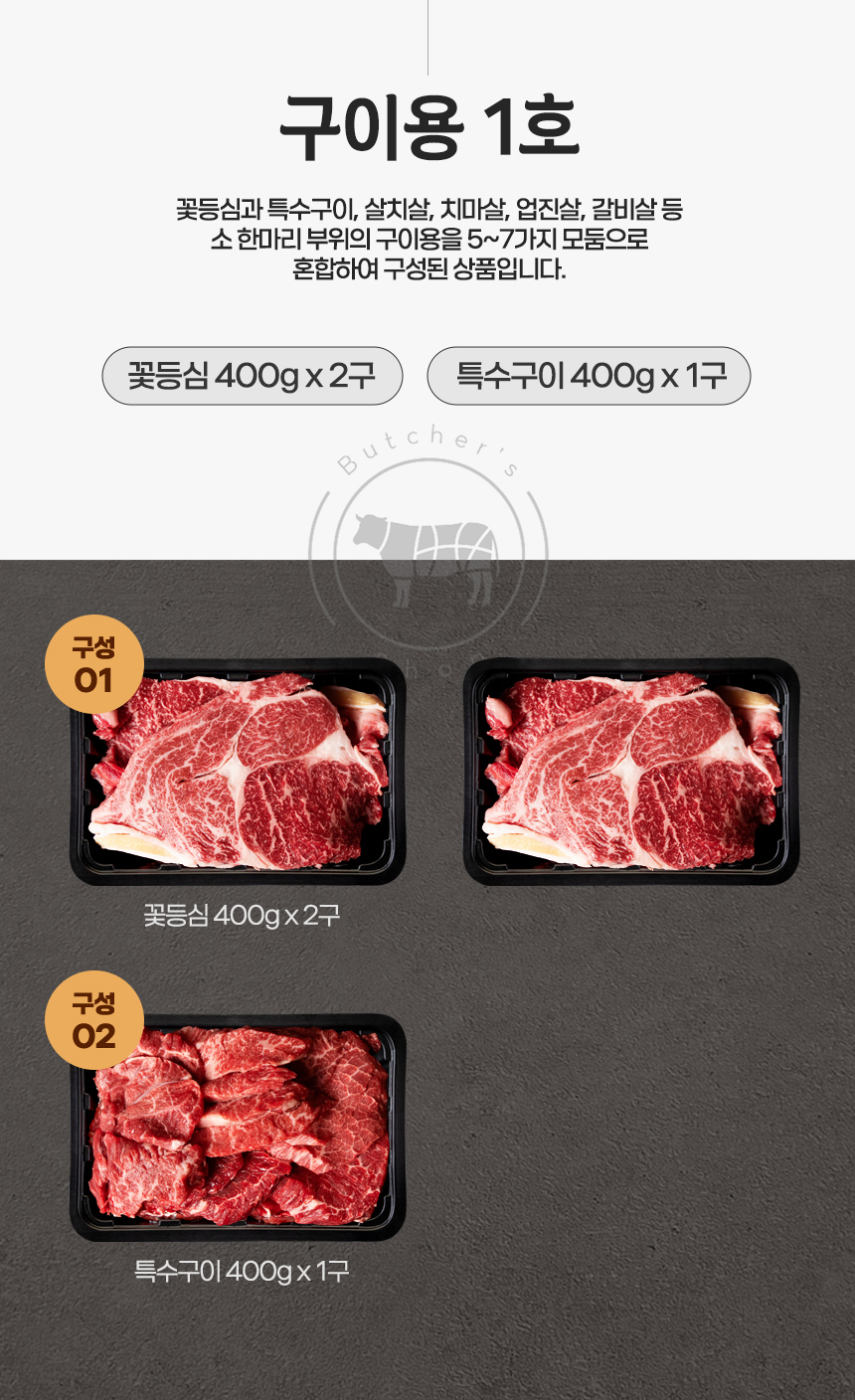 [횡성한우선물세트] 구이용 1호 (횡성 소잡는날 한우 1+, 1++)
