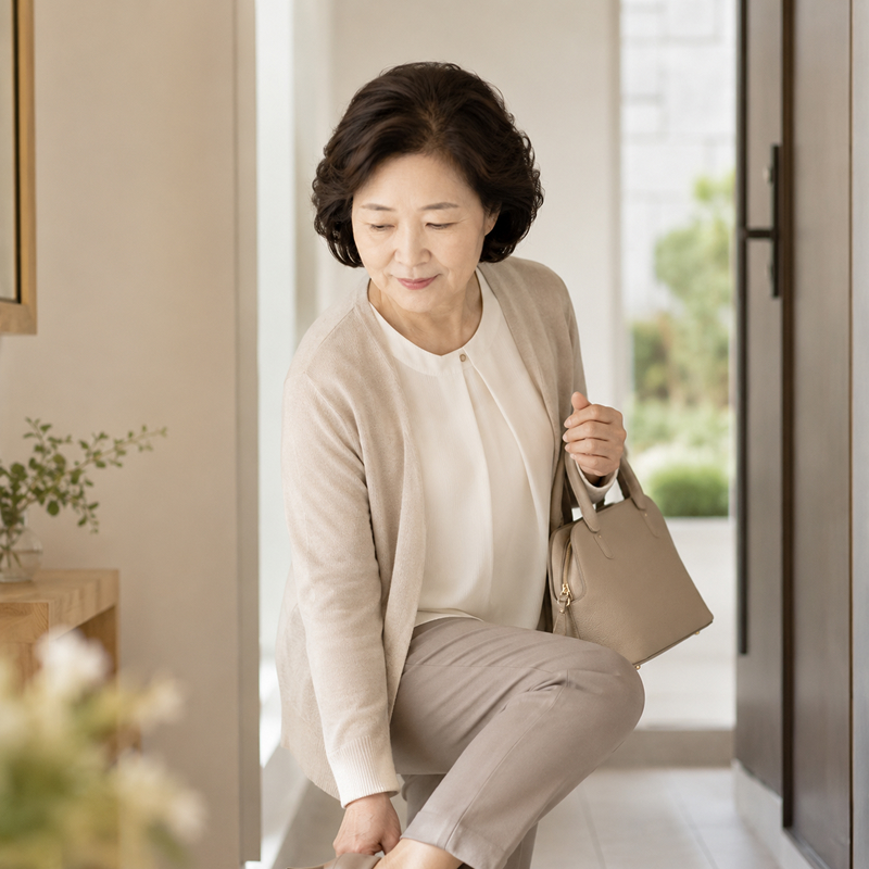 바쁜 외출 전 빠르게 착용하는 이미지