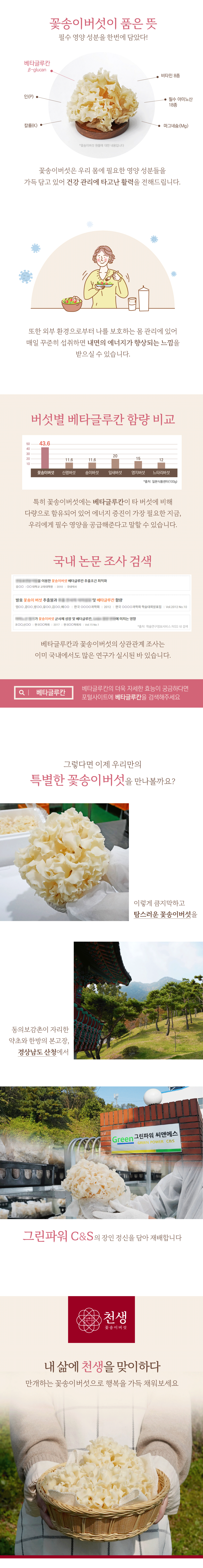 [산지직송] 경남 산청 베타글루칸 친환경 무농약 천생 생꽃송이버섯 500g / 1kg