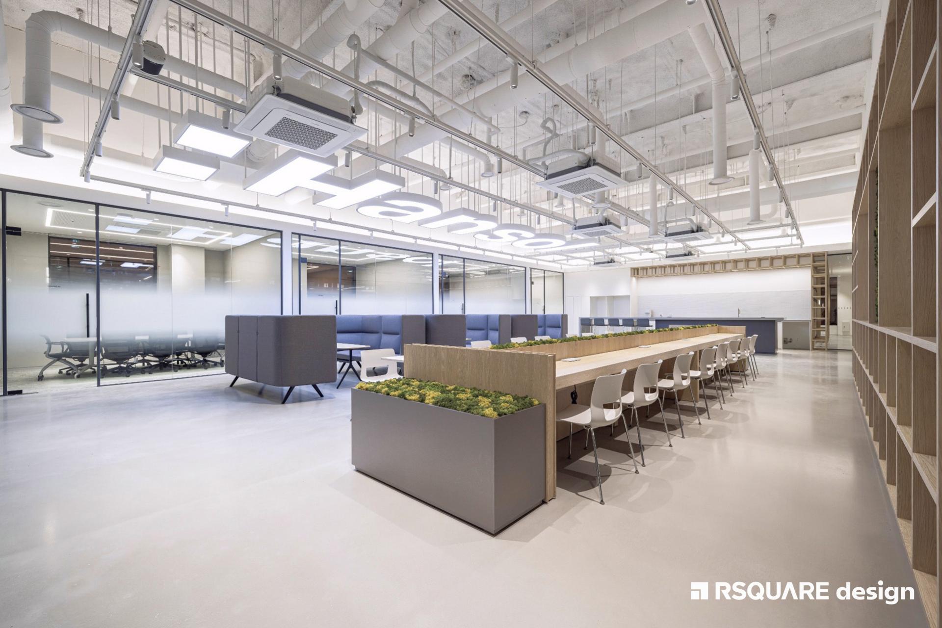 알스퀘어디자인_한솔케미칼_오피스 인테리어_라운지 전경