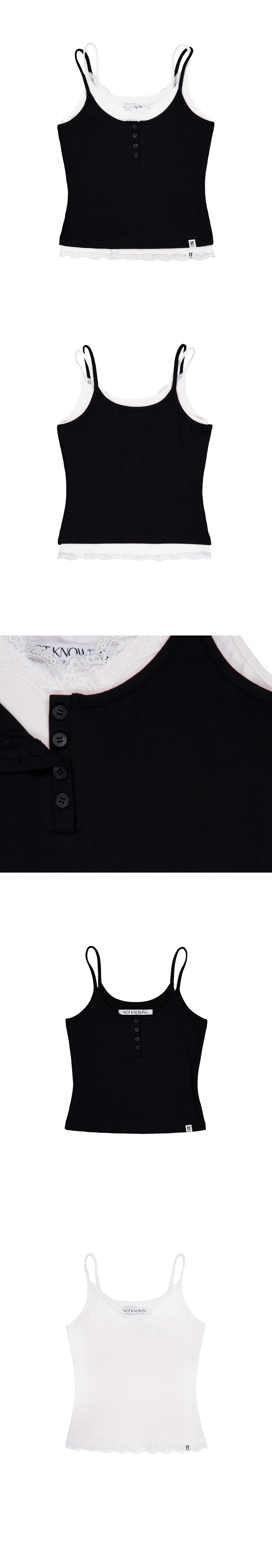 [5th] Lace Layered Cami Set (BLACK)