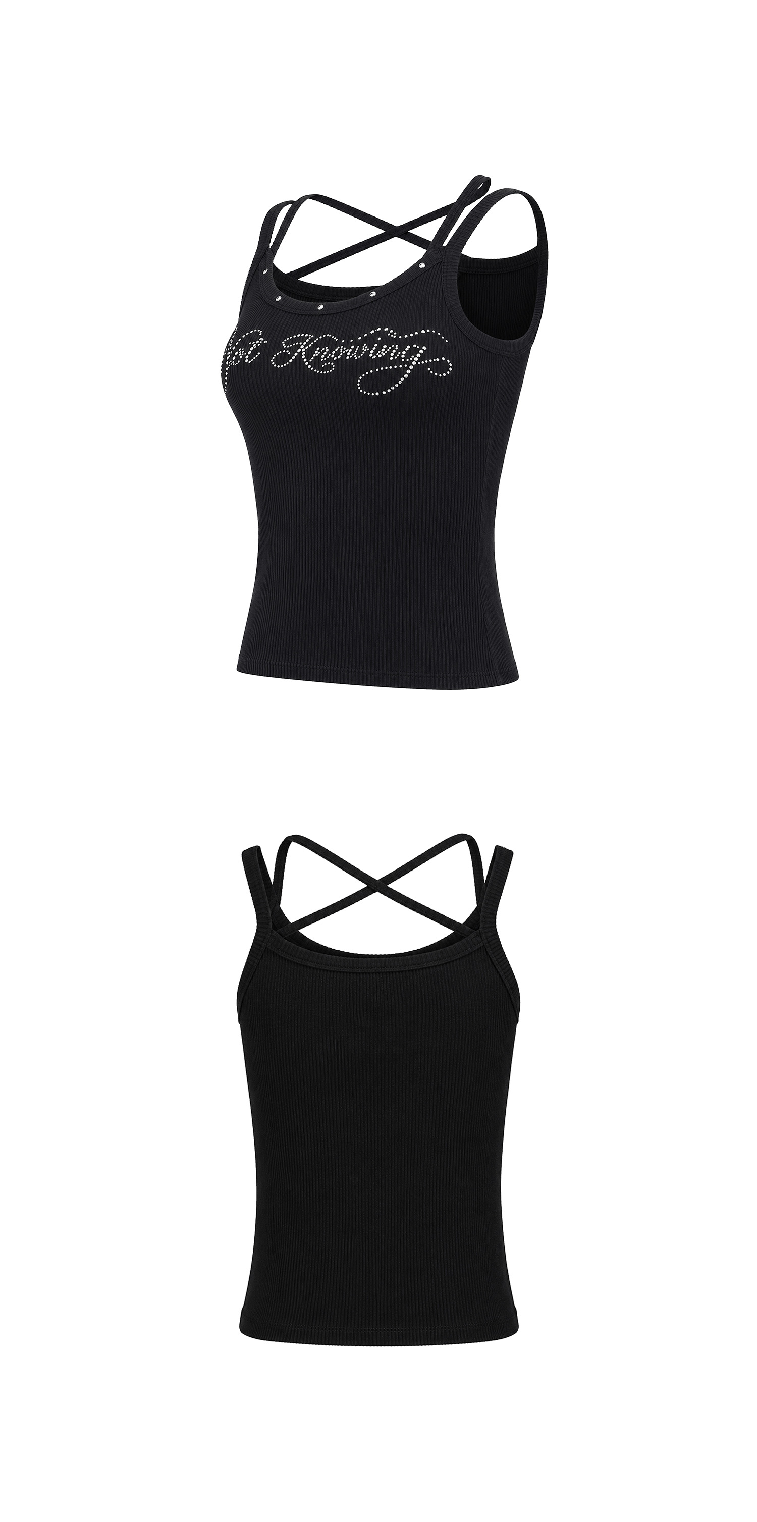 Hotfix Ribbed Tank Top (BLACK)