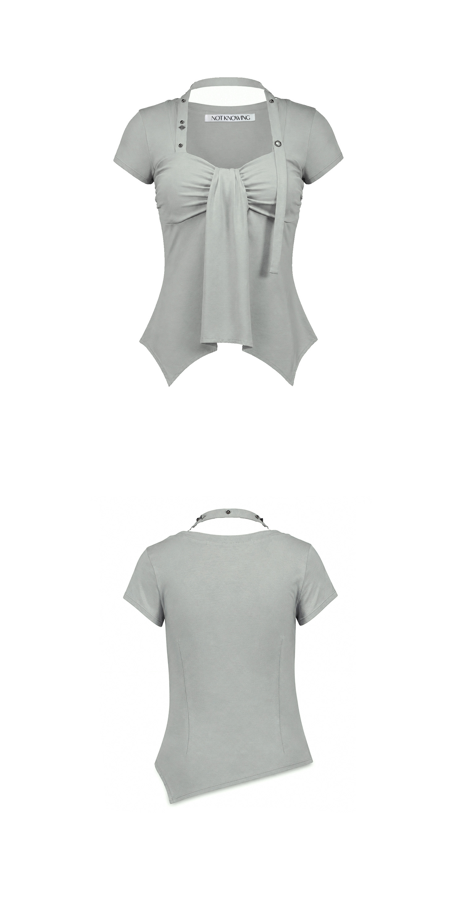 Ribbon Drape Stud Top (SAGE GREEN)