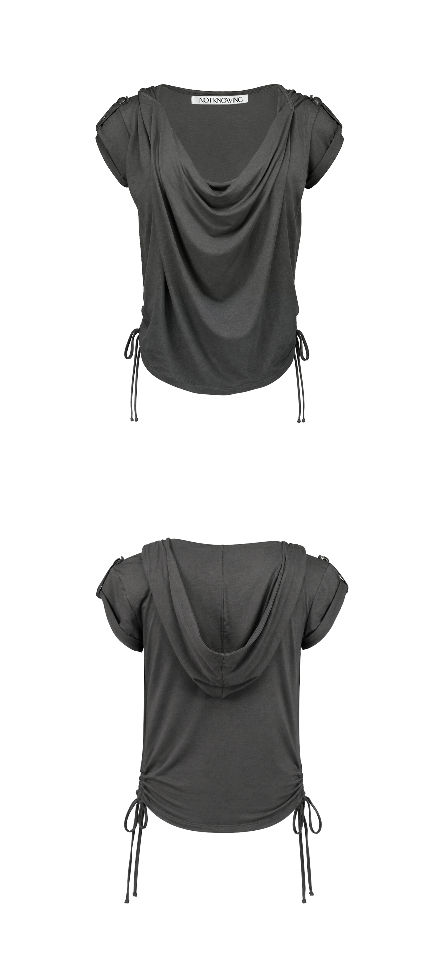 Mili Drape Half Hoodie (ASH KHAKI)