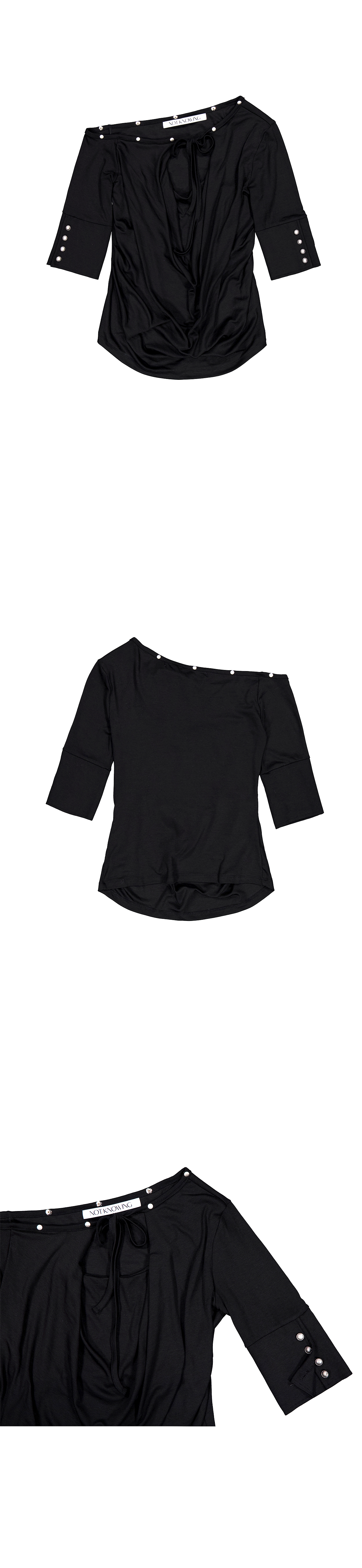 One Shoulder Cowl Neck Top (BLACK)