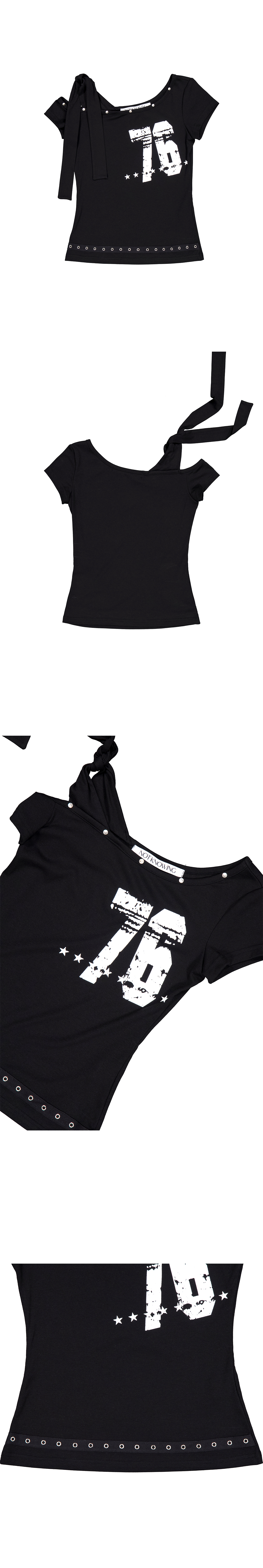 Tied One Shoulder 76 Top (BLACK)