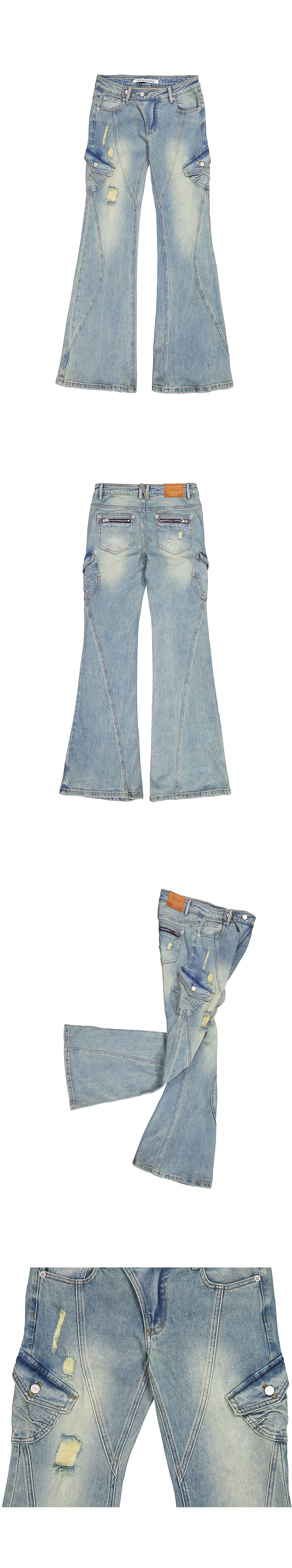 5/11 예약배송 Line-Cut Cargo Flared Jeans (VINTAGE BLUE)