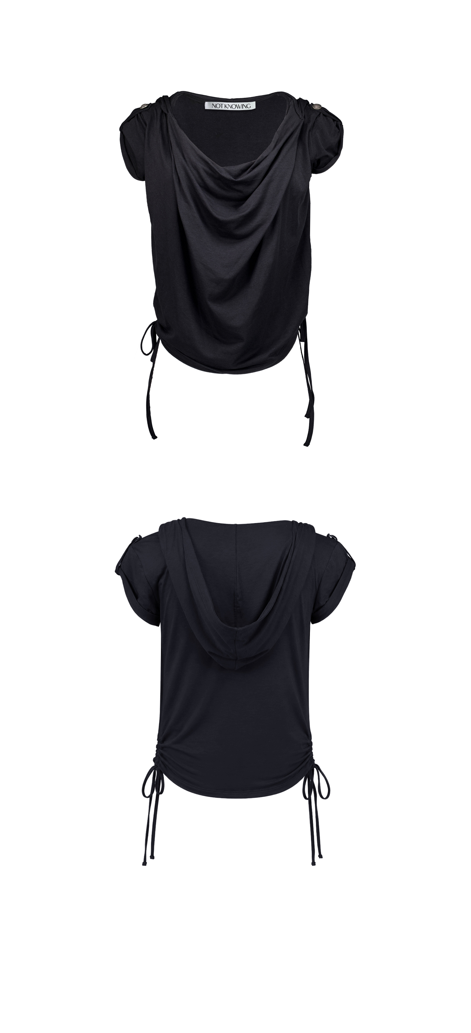 Mili Drape Half Hoodie (BLACK)
