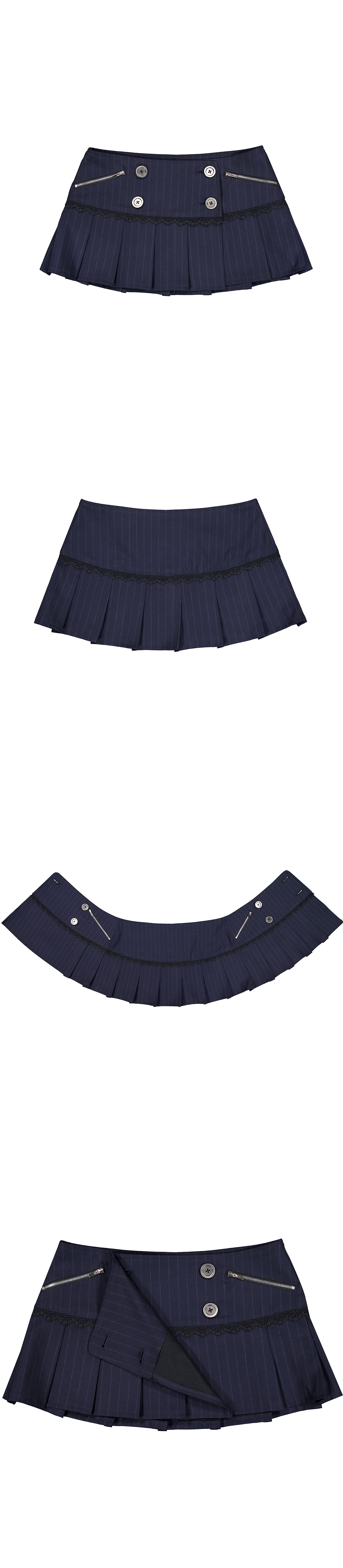 5/8 예약배송 Double Button Pleated Skirt (PIN NAVY)
